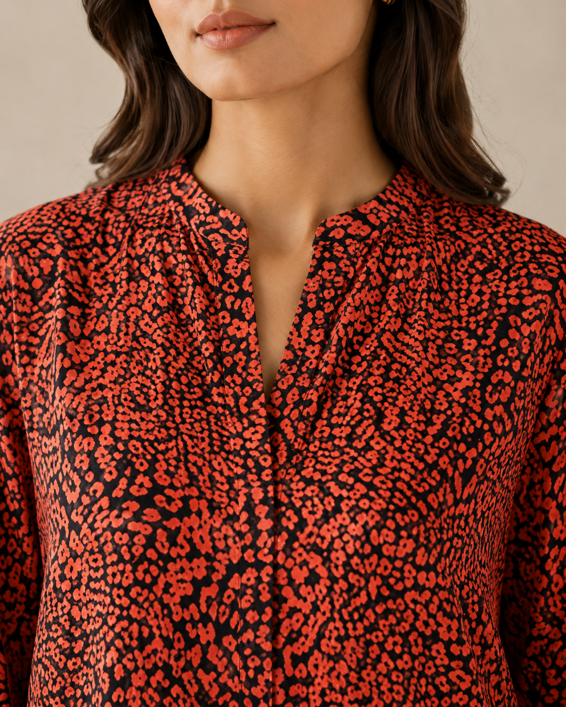 CORD-005 Coral Orange Black Women's Leopard Spot Print 2 Piece Co-ord Set