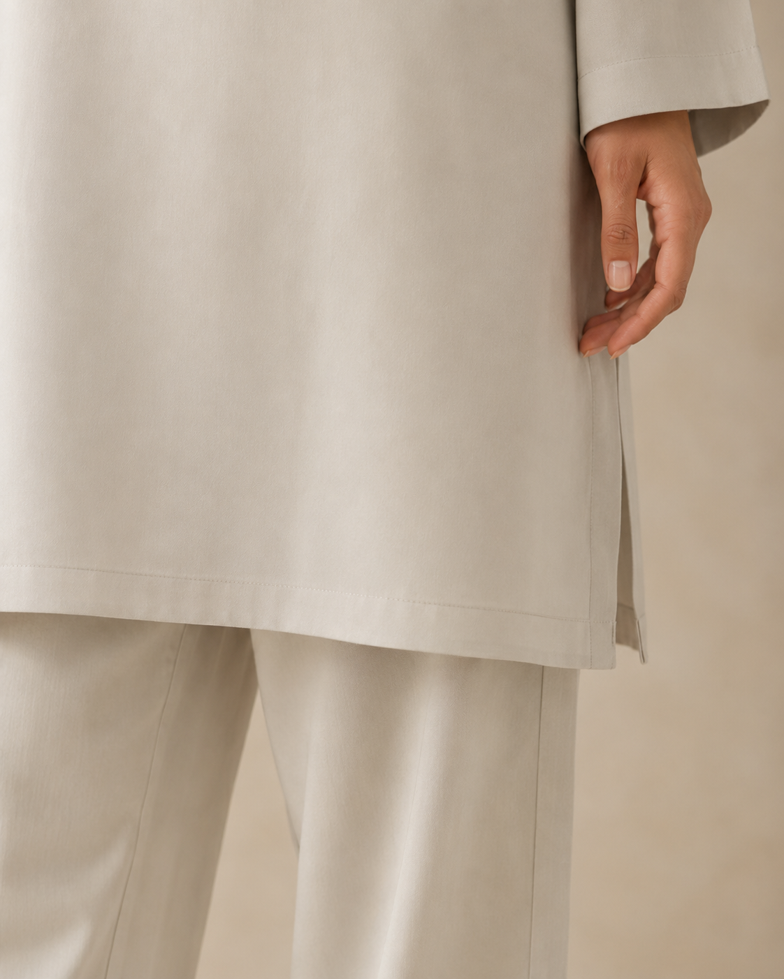CORD-007 Light Grey Women's Plain 2 Piece Co-ord Set