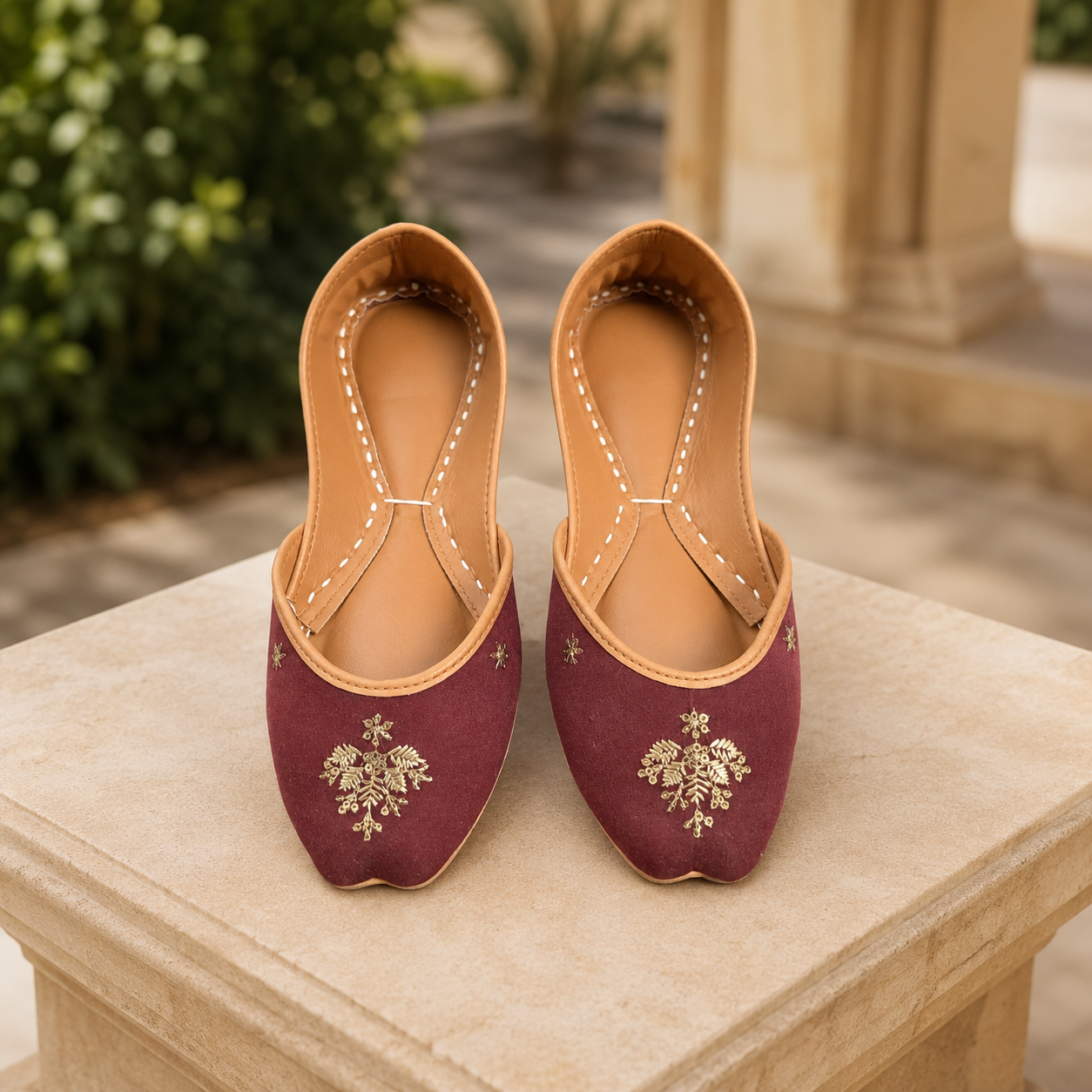 JUT-002 Gold Embroidered Khussa Jutti Flats