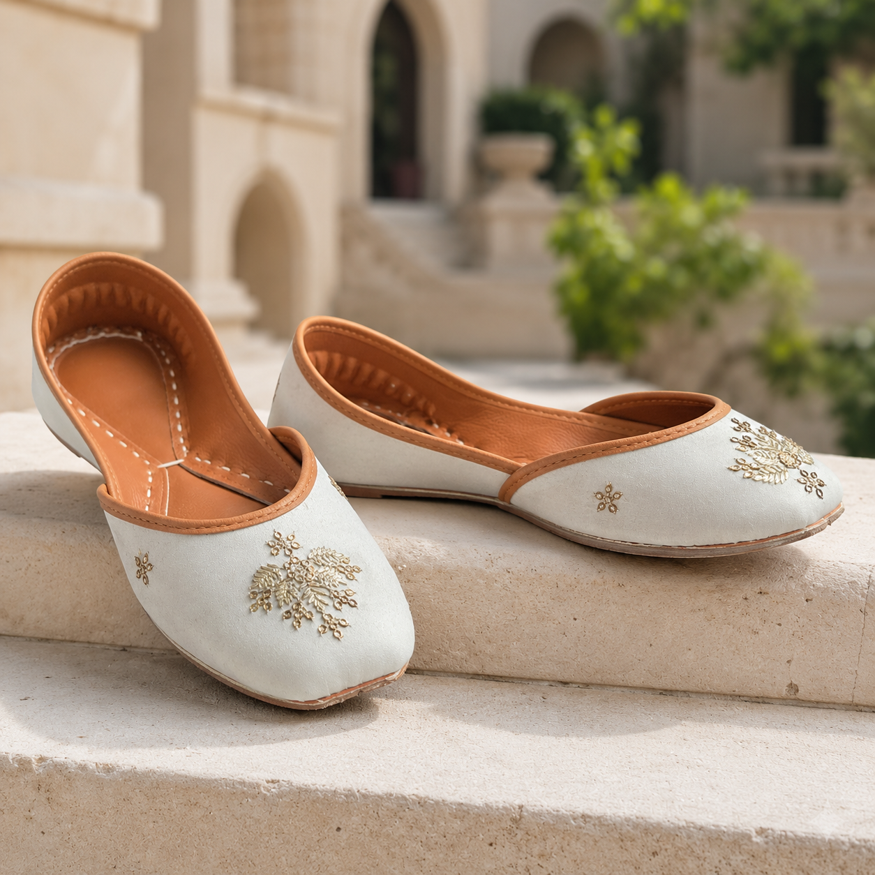 JUT-002 Gold Embroidered Khussa Jutti Flats