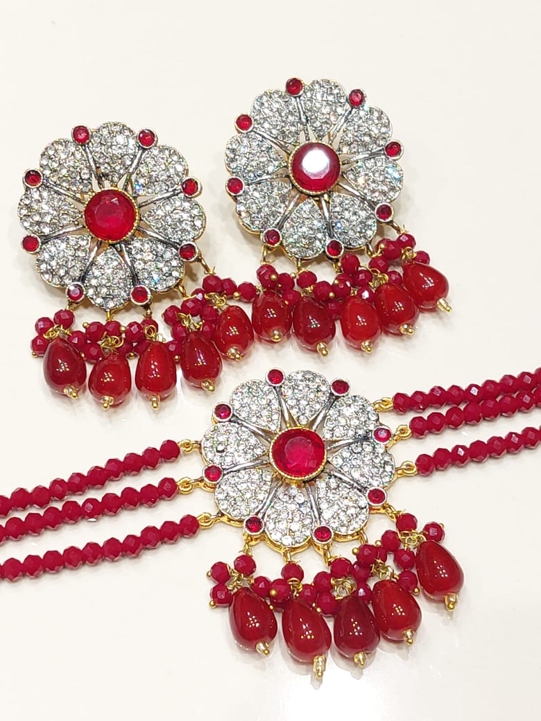 Sunflower Crystal Choker Set | 8 Vibrant Colors | Handcrafted Beaded Jewelry BMJ-005