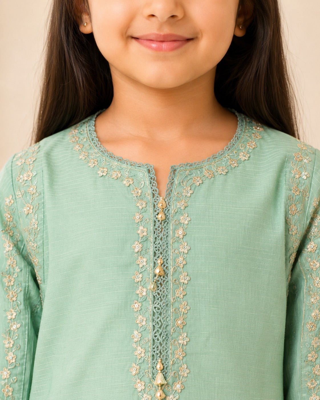 KD-05 Fuchsia Girls Embroidered 2-Piece Kurta & Sharara Set – Traditional Dress for Girls