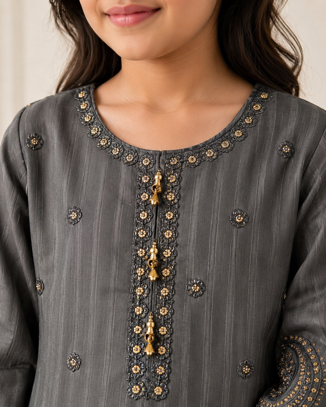 KD-08 Fuchsia Girls Embroidered 2-Piece Kurta & Sharara Set – Traditional Dress for Girls