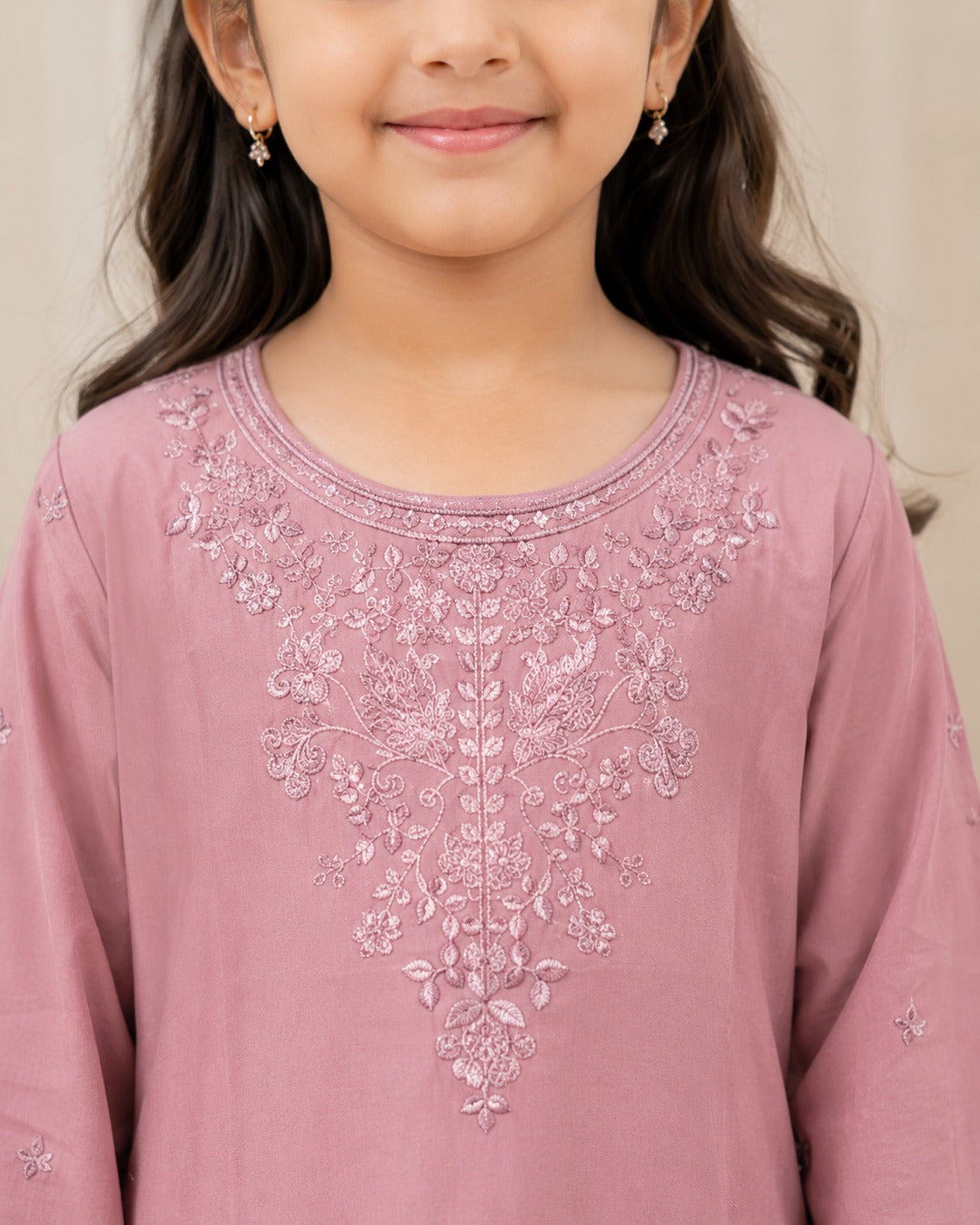 KD-02 Pink Girls Embroidered 2-Piece Kurta & Sharara Set – Traditional Dress for Girls