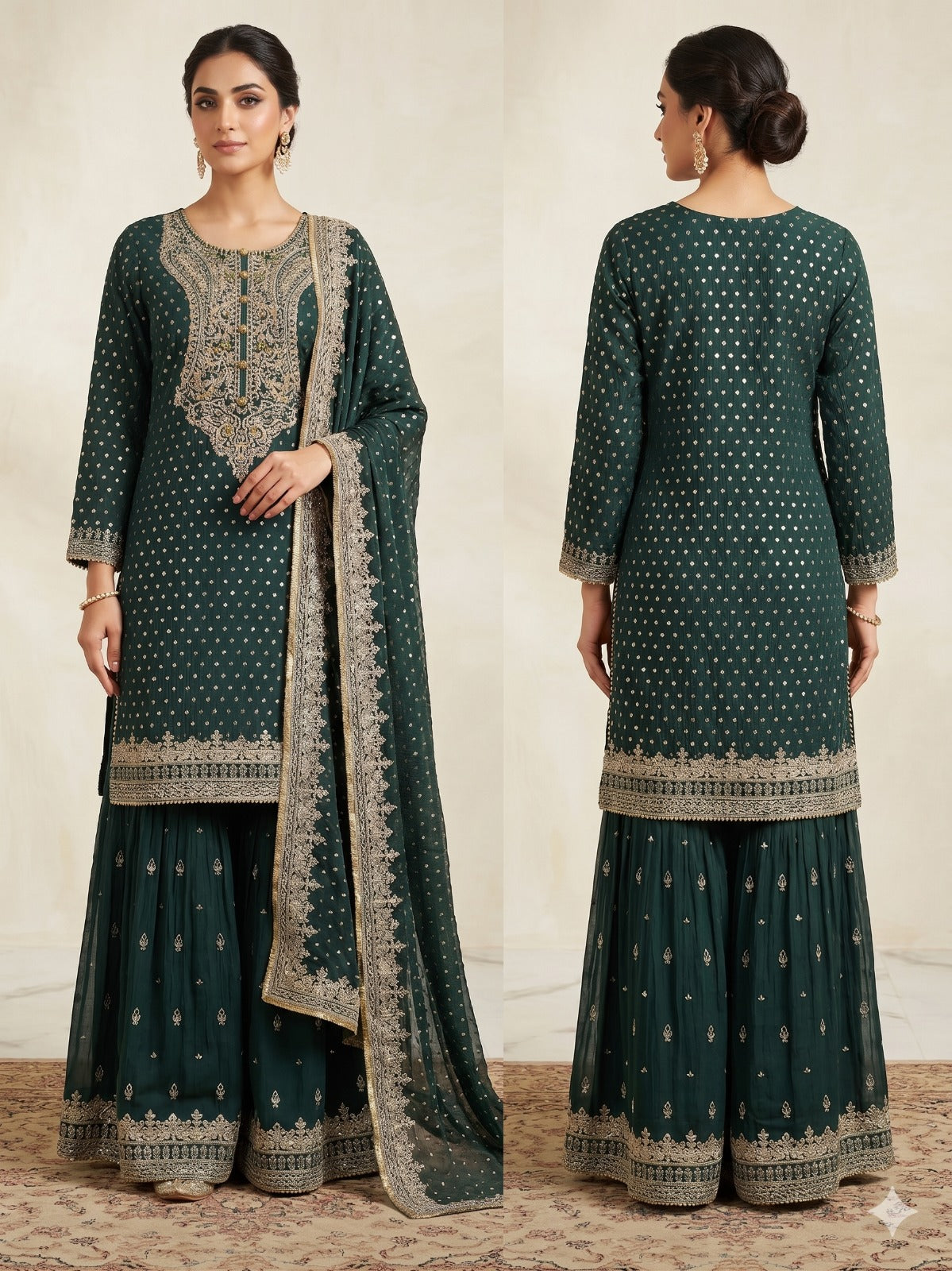 FW- 001 Fancy work Women's Shalwar Kameez Set with Dupatta – Pakistani Traditional Outfit