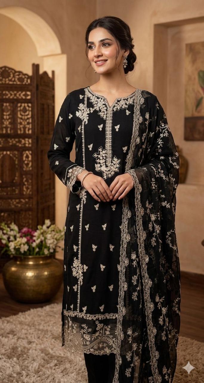 BM-PW-003 | Party Wear 03 Embroidered 3PC Suit