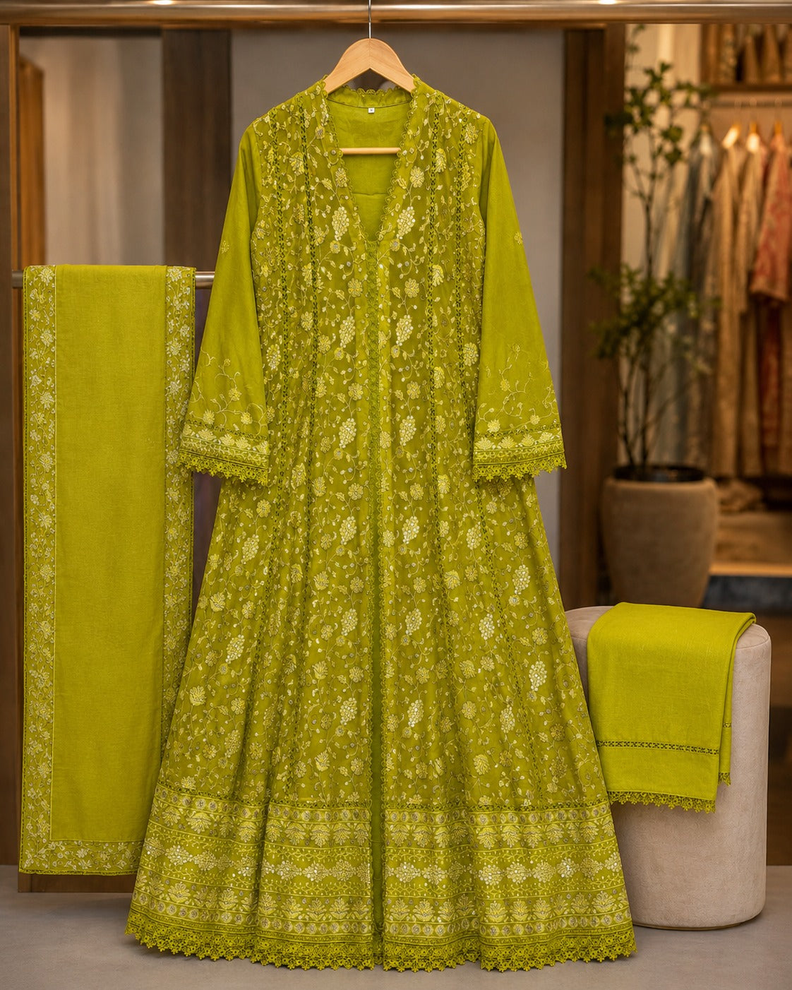 MXI-001 Embroidered Maxi 3PC