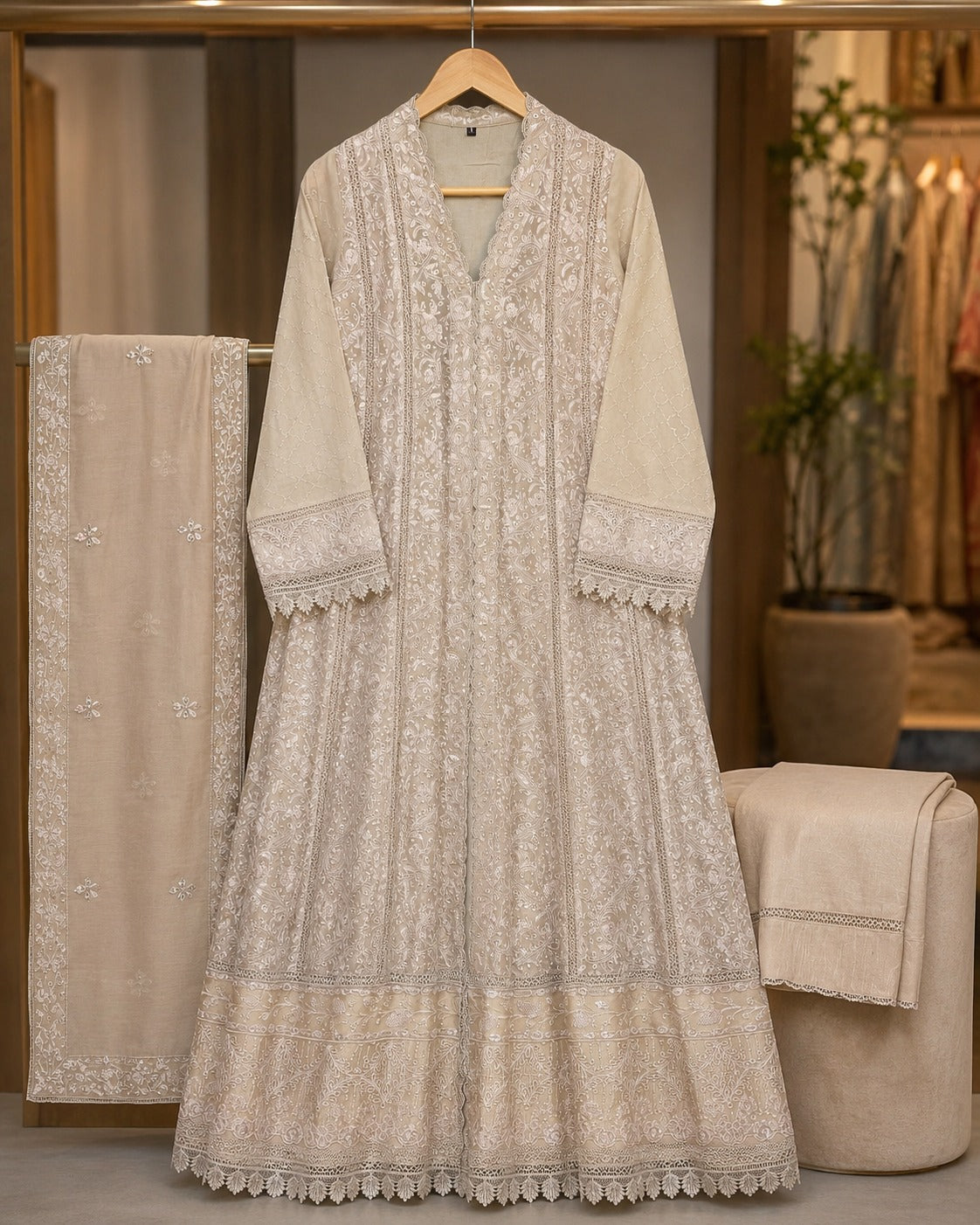 MXI-001 Embroidered Maxi 3PC