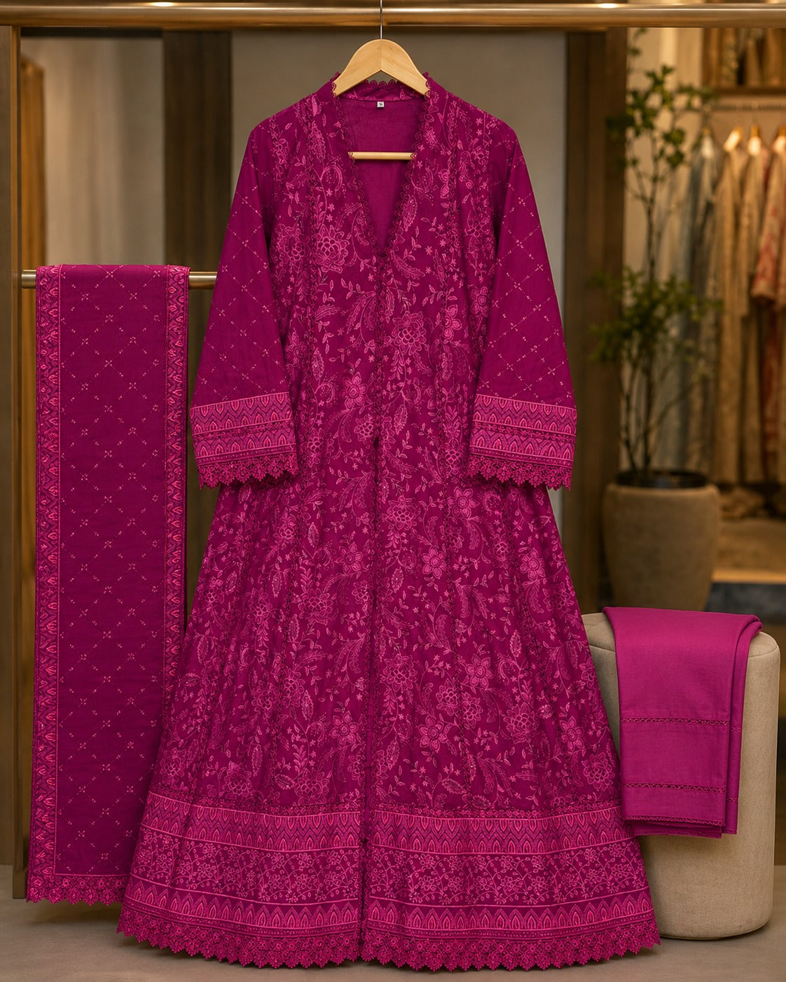 MXI-001 Embroidered Maxi 3PC