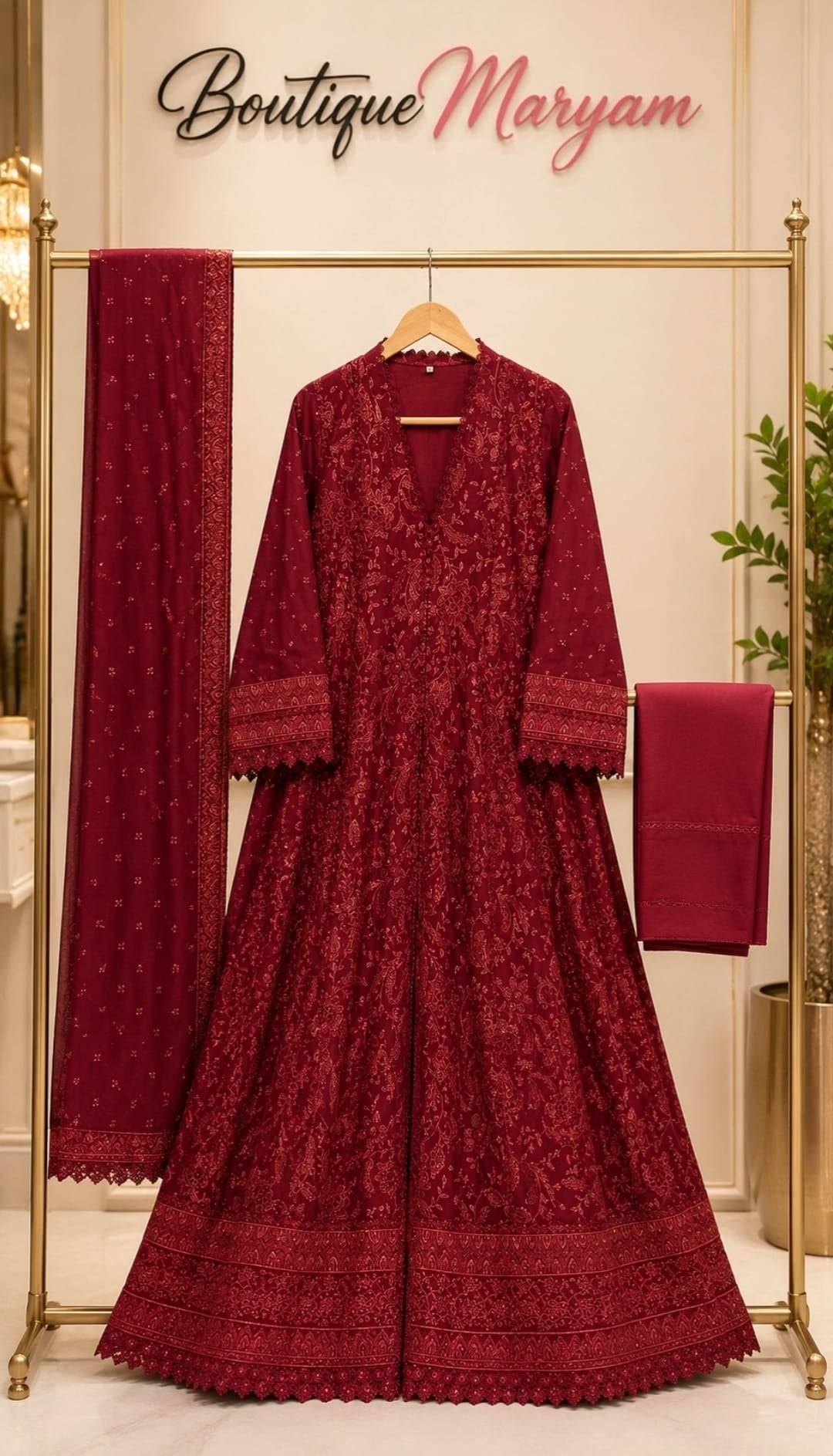 MXI-001 Embroidered Maxi 3PC