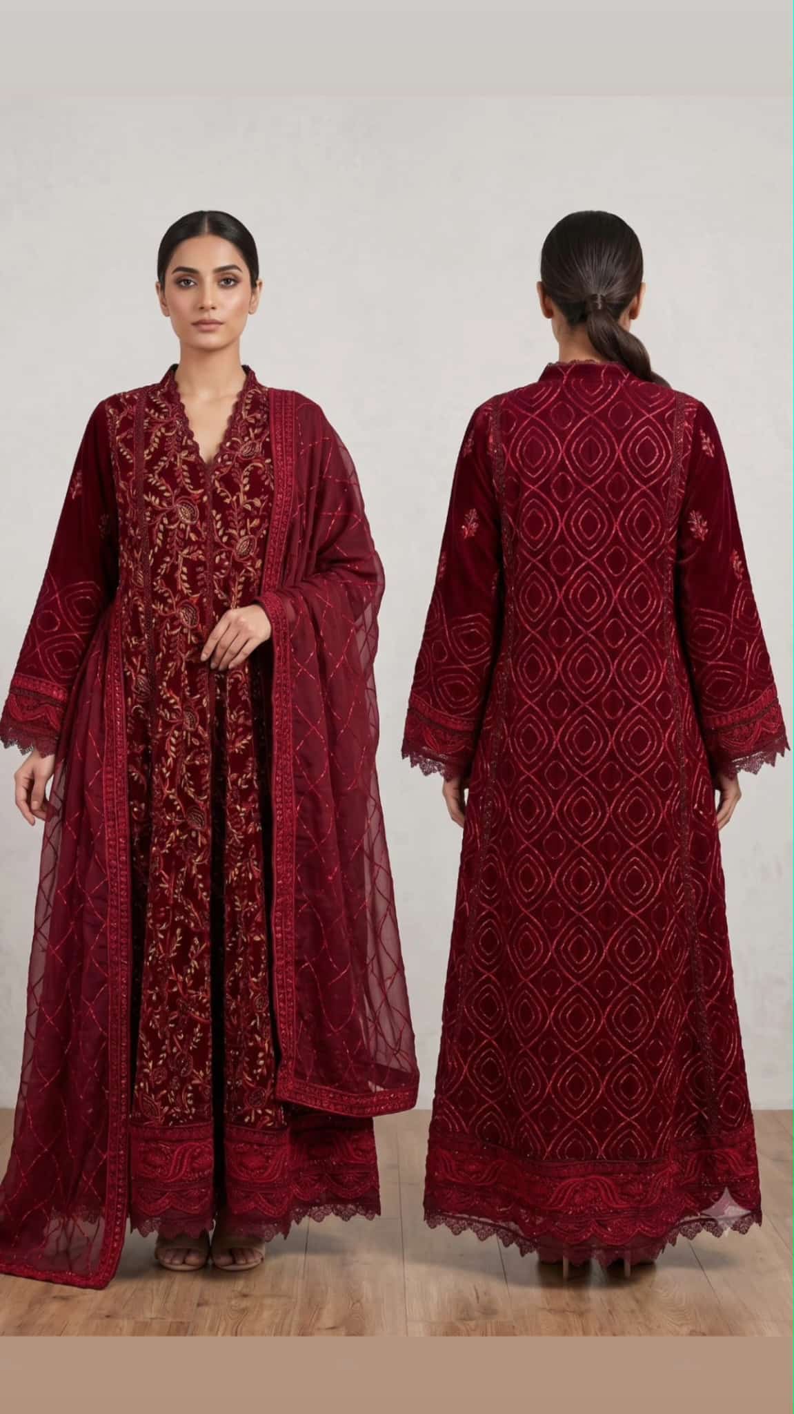 MXI-001 Embroidered Maxi 3PC