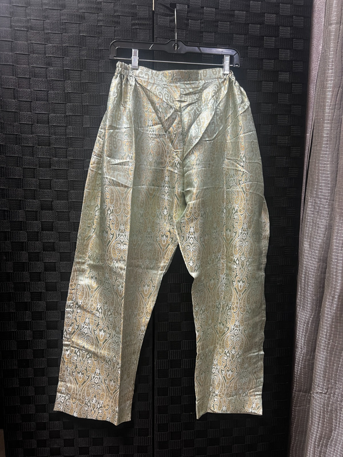 BM-TR-007 Mauve Purple Gold Floral Trellis Banarasi Jacquard Straight-Leg Trousers -