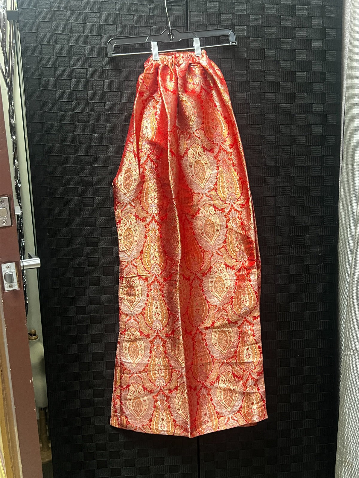 BM-TR-014 Tangerine Orange Gold Buti Banarasi Jacquard Palazzo Trousers -