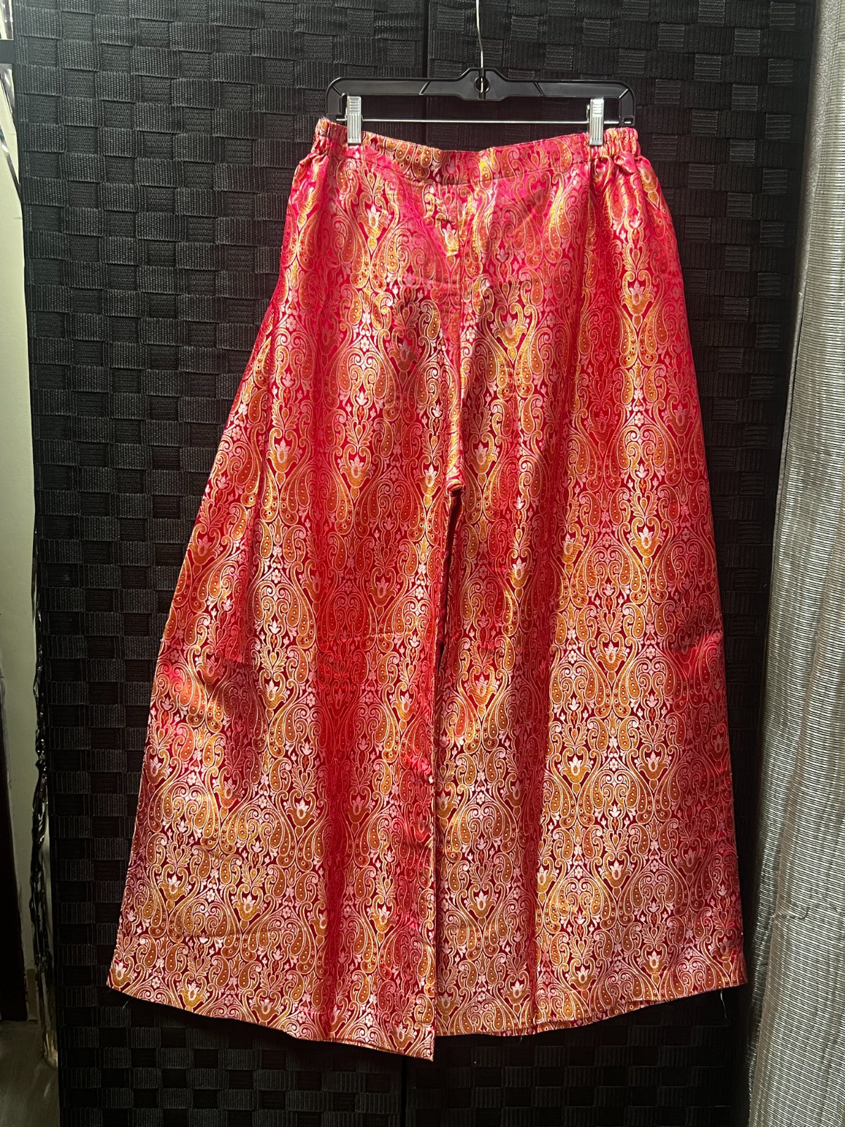 BM-TR-030 Copper Brown Gold Buti Medallion Banarasi Jacquard Palazzo Trousers