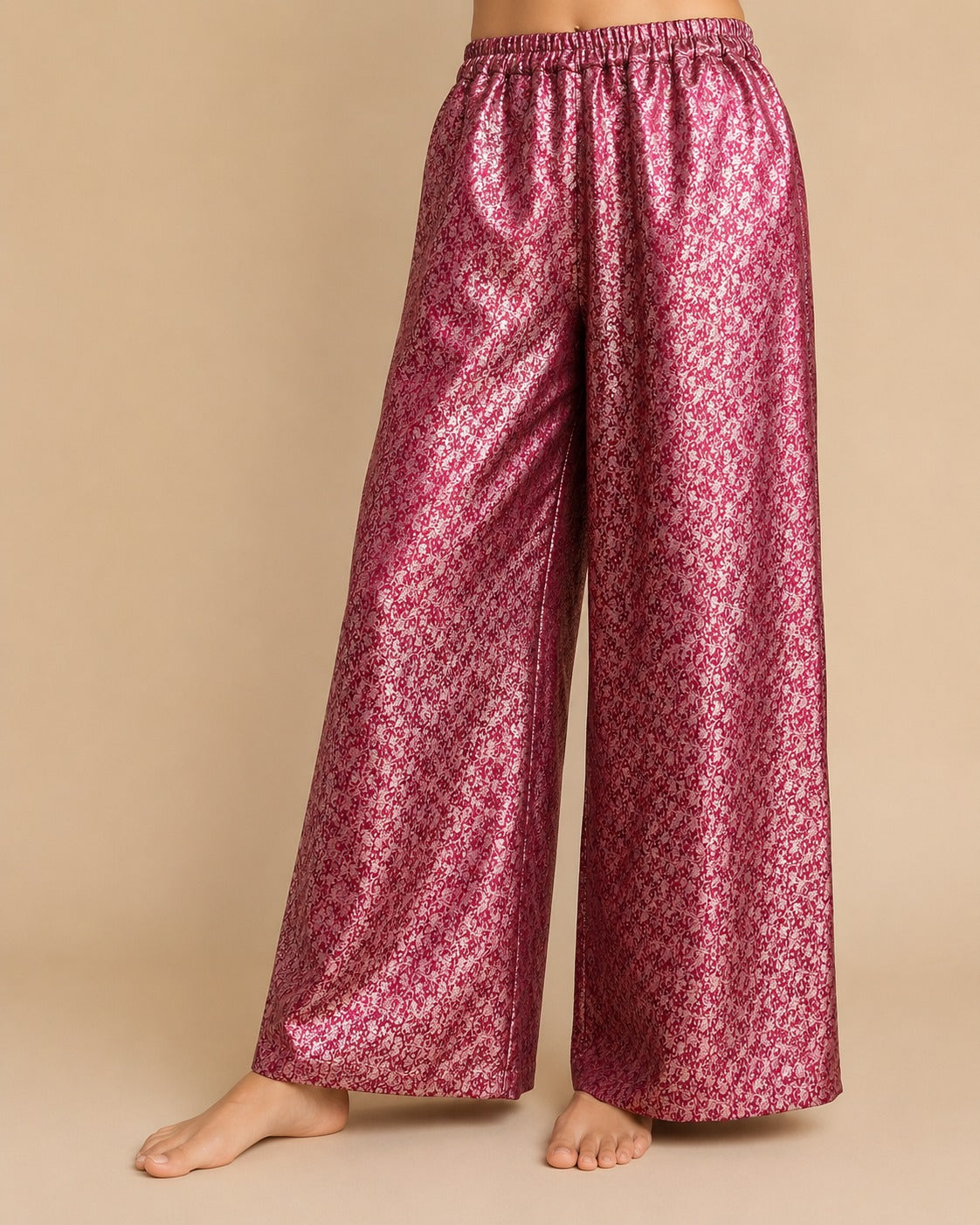 DR-23 - Rani Pink - Palazzo Banarasi Jacquard Trousers