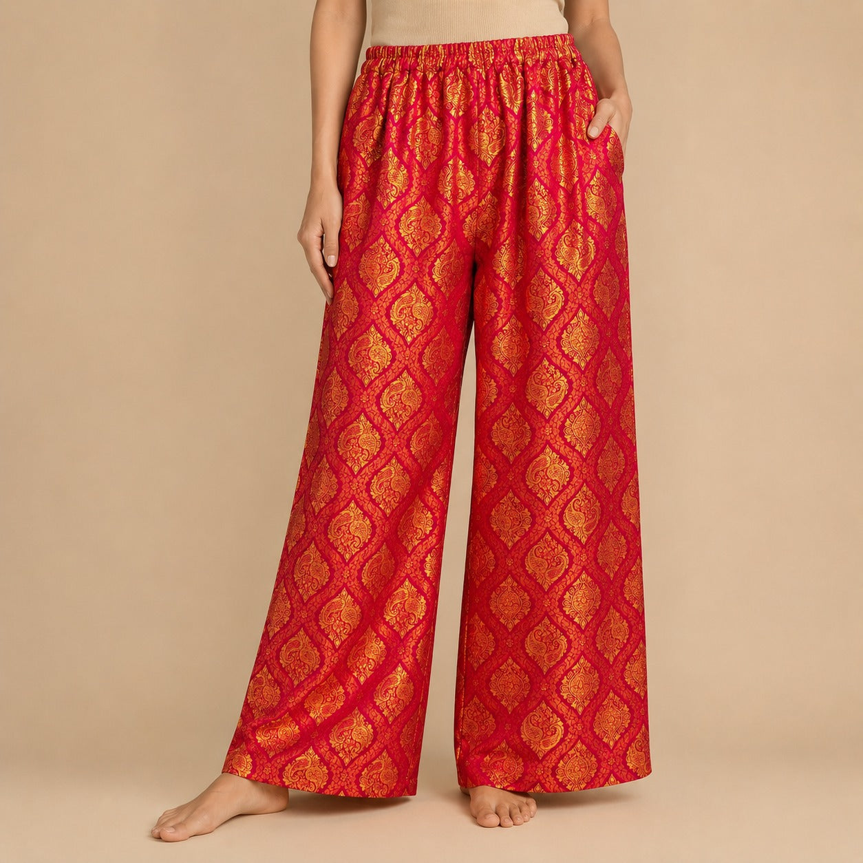 DR-28 - Rani - Wide Leg Banarasi Jacquard Trousers