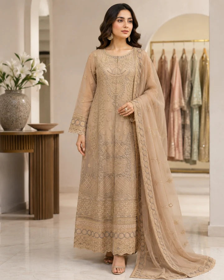 CHM-01 Embroidered Chiffon Full Maxi with Dupatta