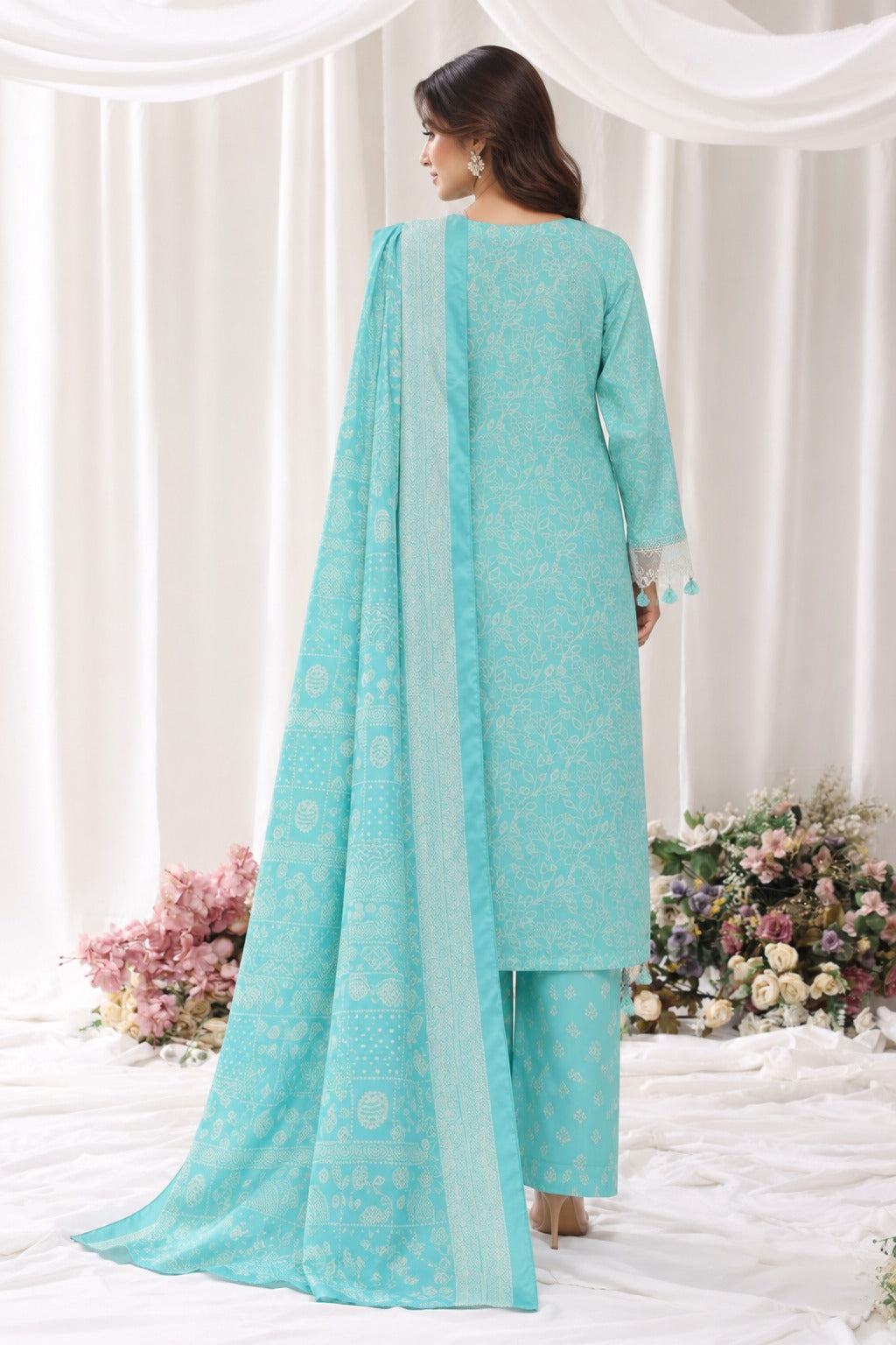 BNV-005 - Bin Saeed Luxury Light Viscose 3-Piece Suit - Aqua Blue