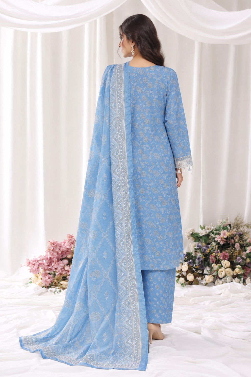 BNV-003 - Bin Saeed Luxury Light Viscose 3-Piece Suit - Powder Blue