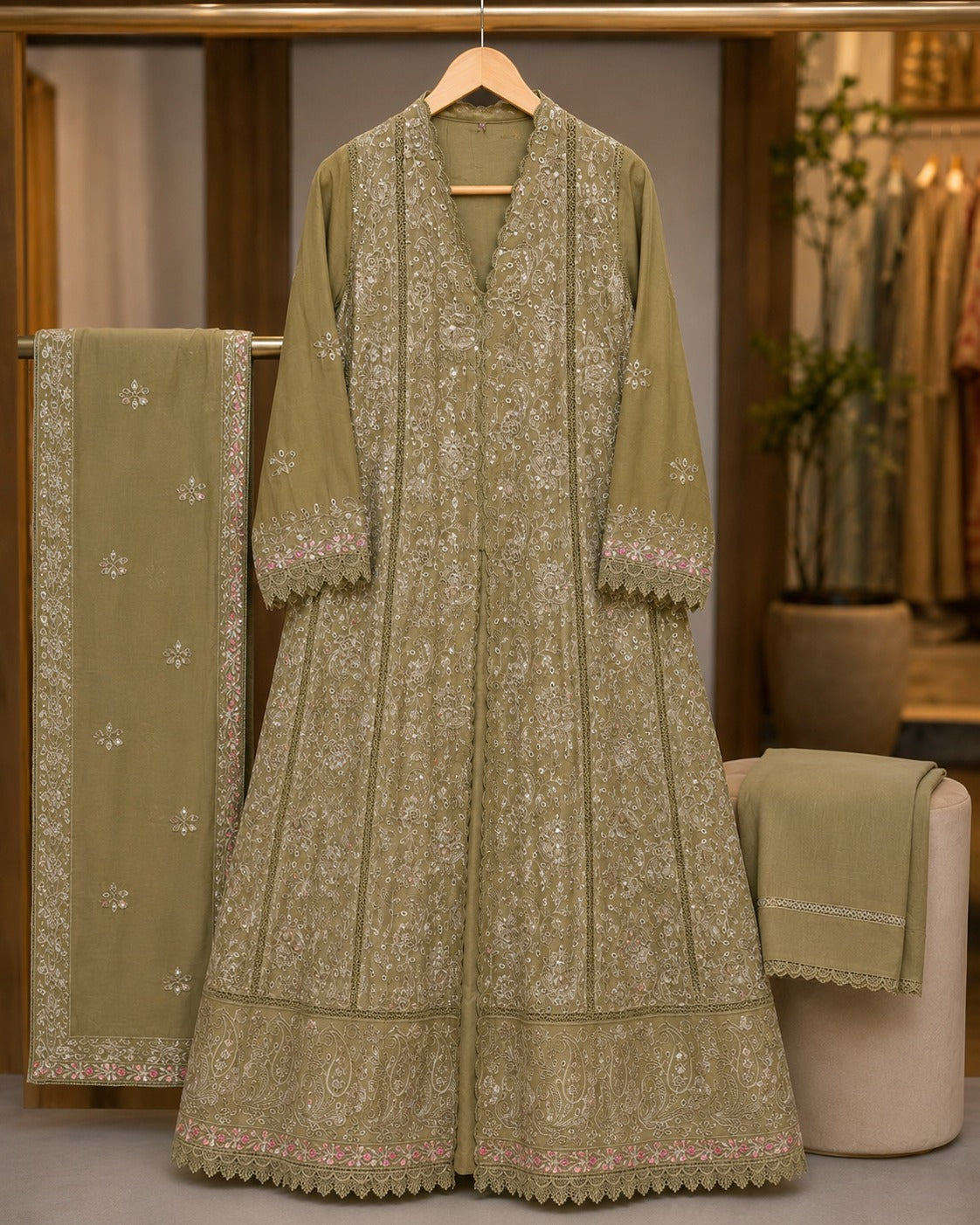 MXI-001 Embroidered Maxi 3PC