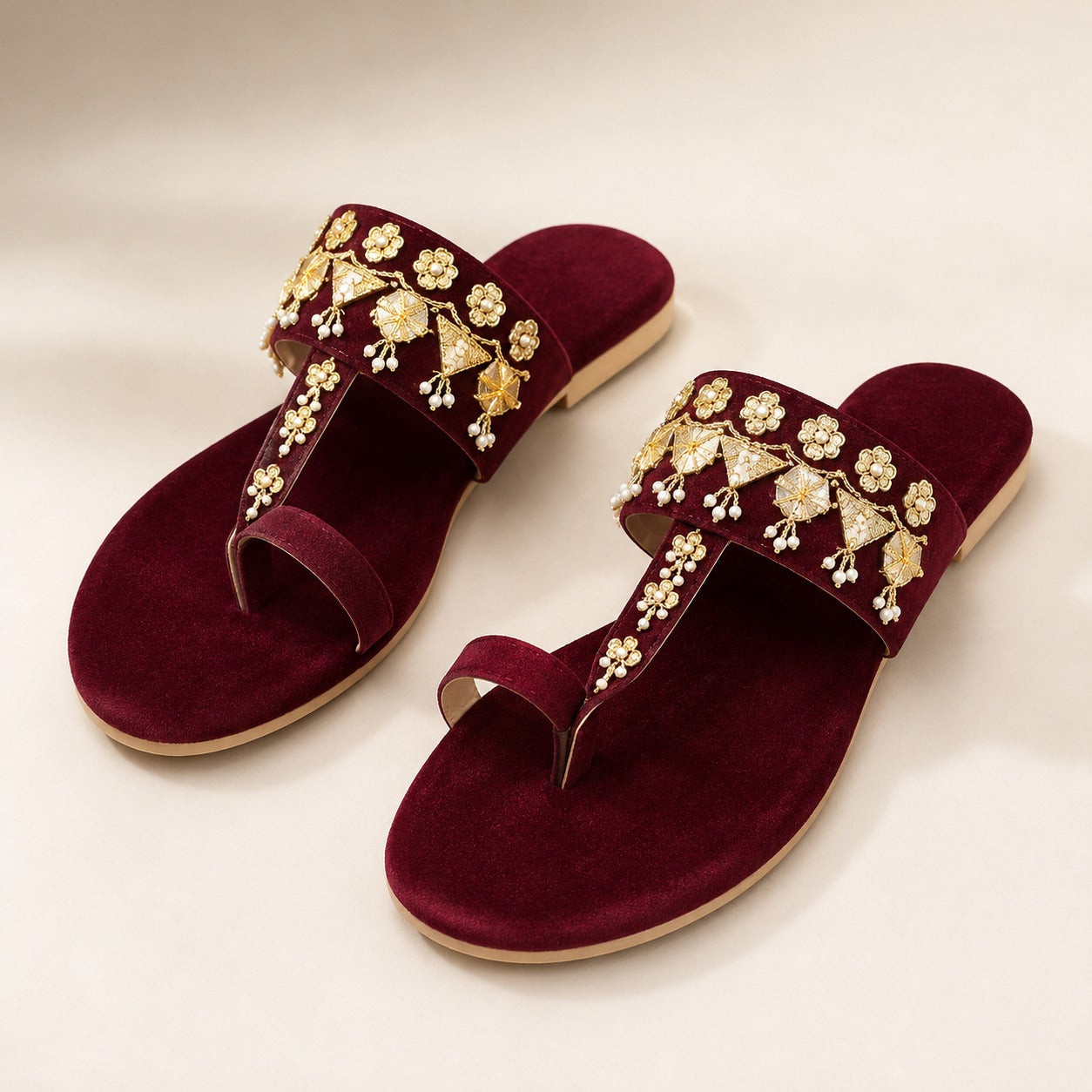 SDL-002 - Pearl Fringe Stripe Sandals for Women