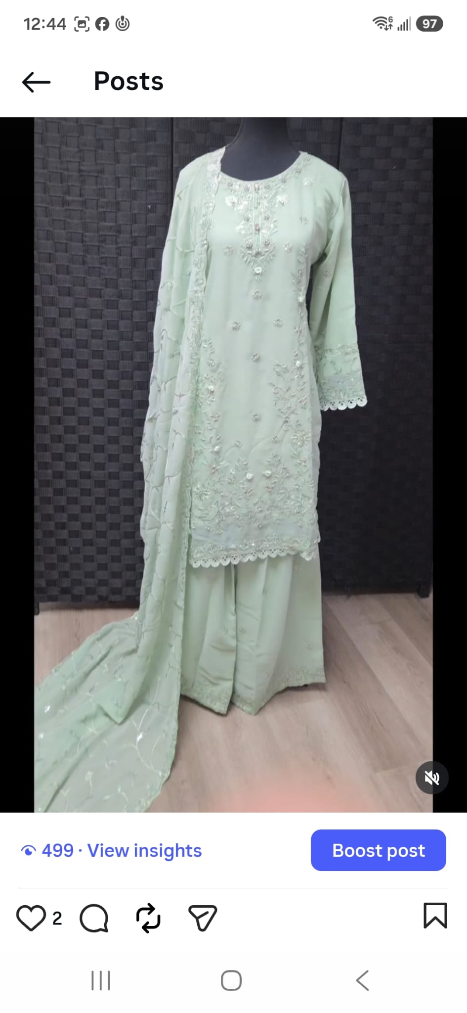 PEC-01 Premium Embroidered Chiffon Ensemble – Exquisite Thread Work & Hand-Placed Embellishments