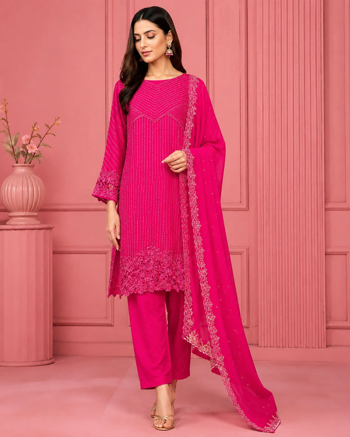 BF-005 Embroidered Border Dupatta Luxury Outfit
