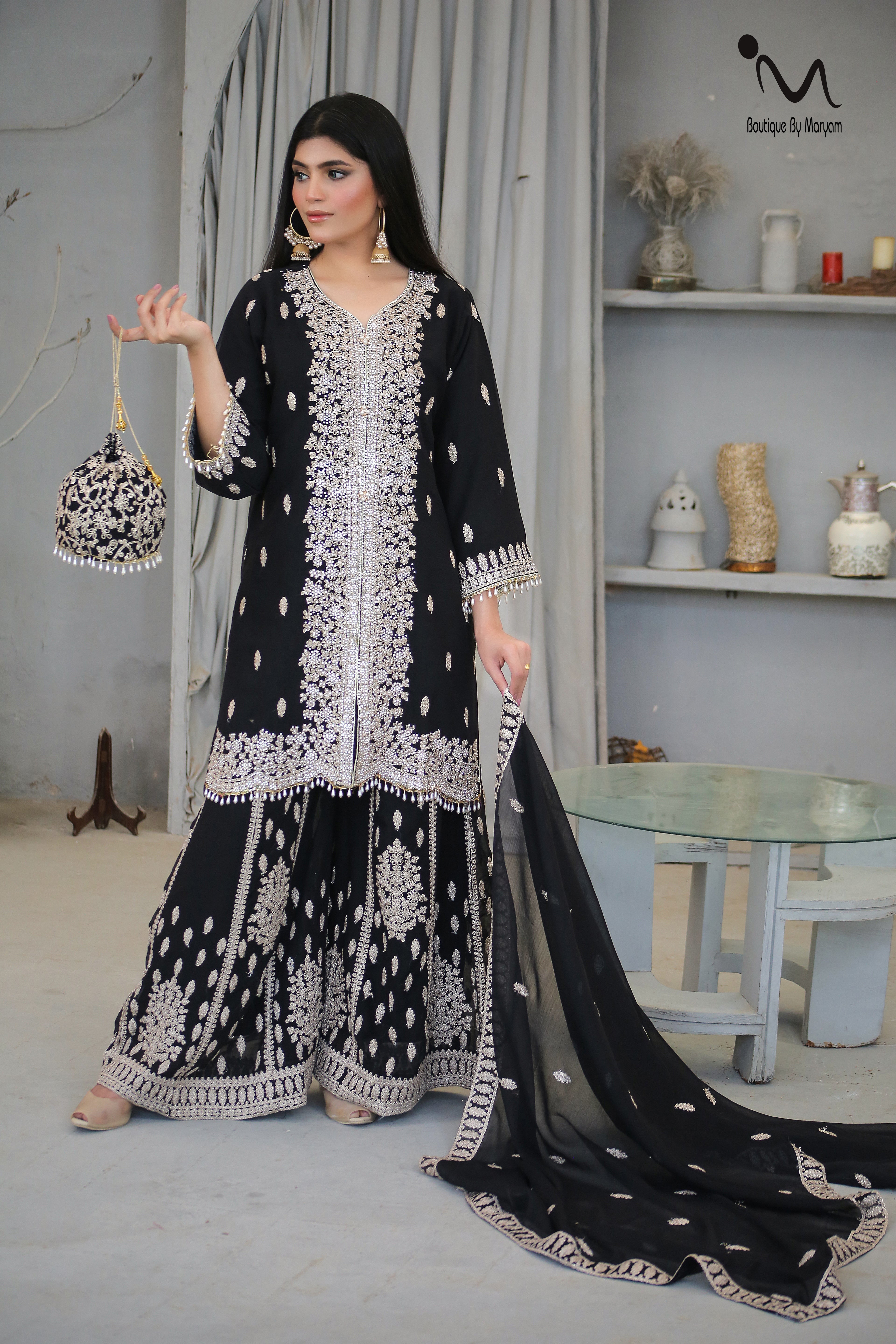BF - 025 4PC Heavy Dori Work & DMC Stone Suit | Luxury Wedding Ensemble - Boutique By MaryamBoutique By MaryamBoutique By MaryamsredBF - 025 4PC Heavy Dori Work & DMC Stone Suit | Luxury Wedding Ensemble