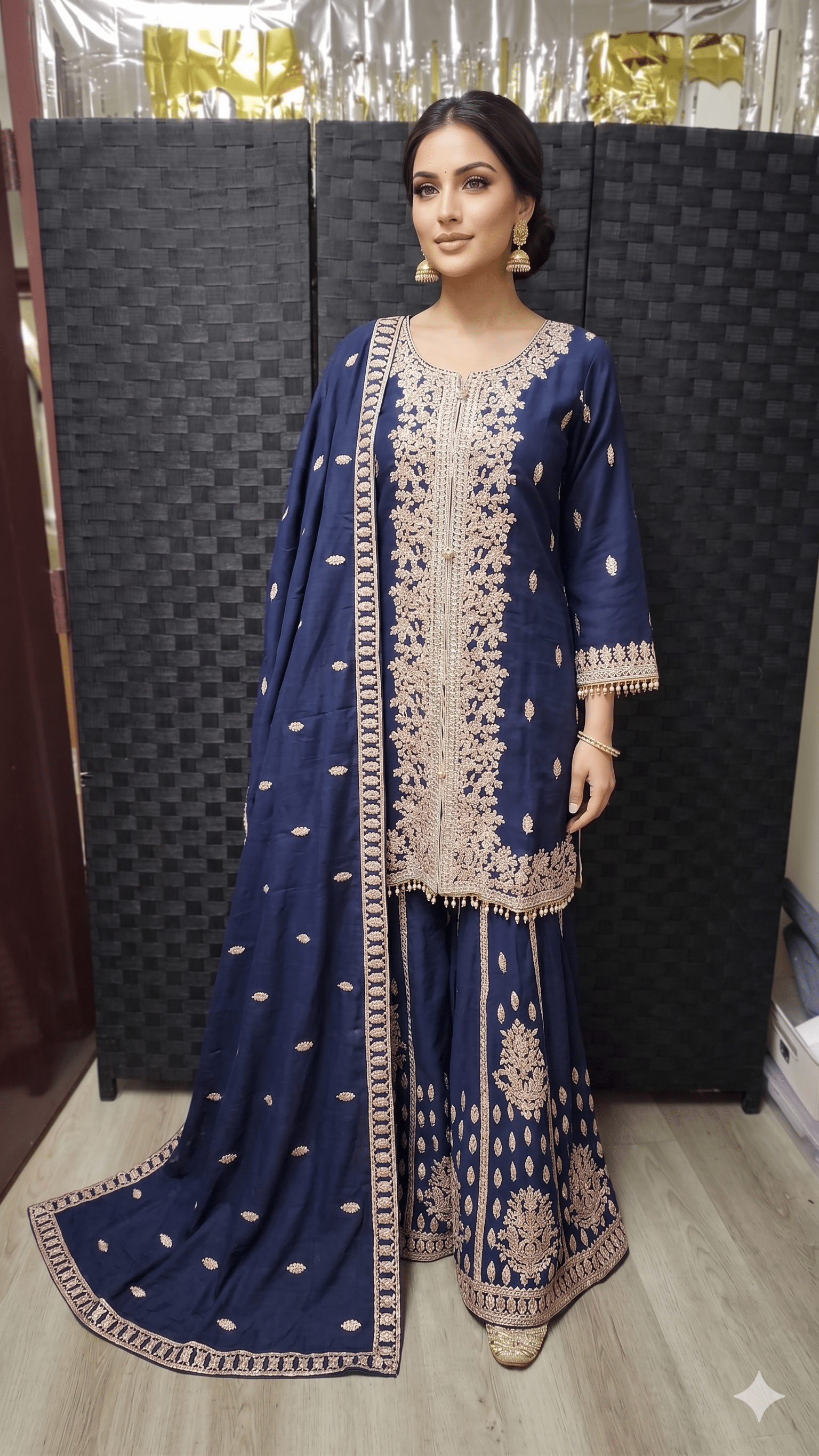 BF - 025 4PC Heavy Dori Work & DMC Stone Suit | Luxury Wedding Ensemble - Boutique By MaryamBoutique By MaryamBoutique By Maryamsnavy - blue - 1BF - 025 4PC Heavy Dori Work & DMC Stone Suit | Luxury Wedding Ensemble