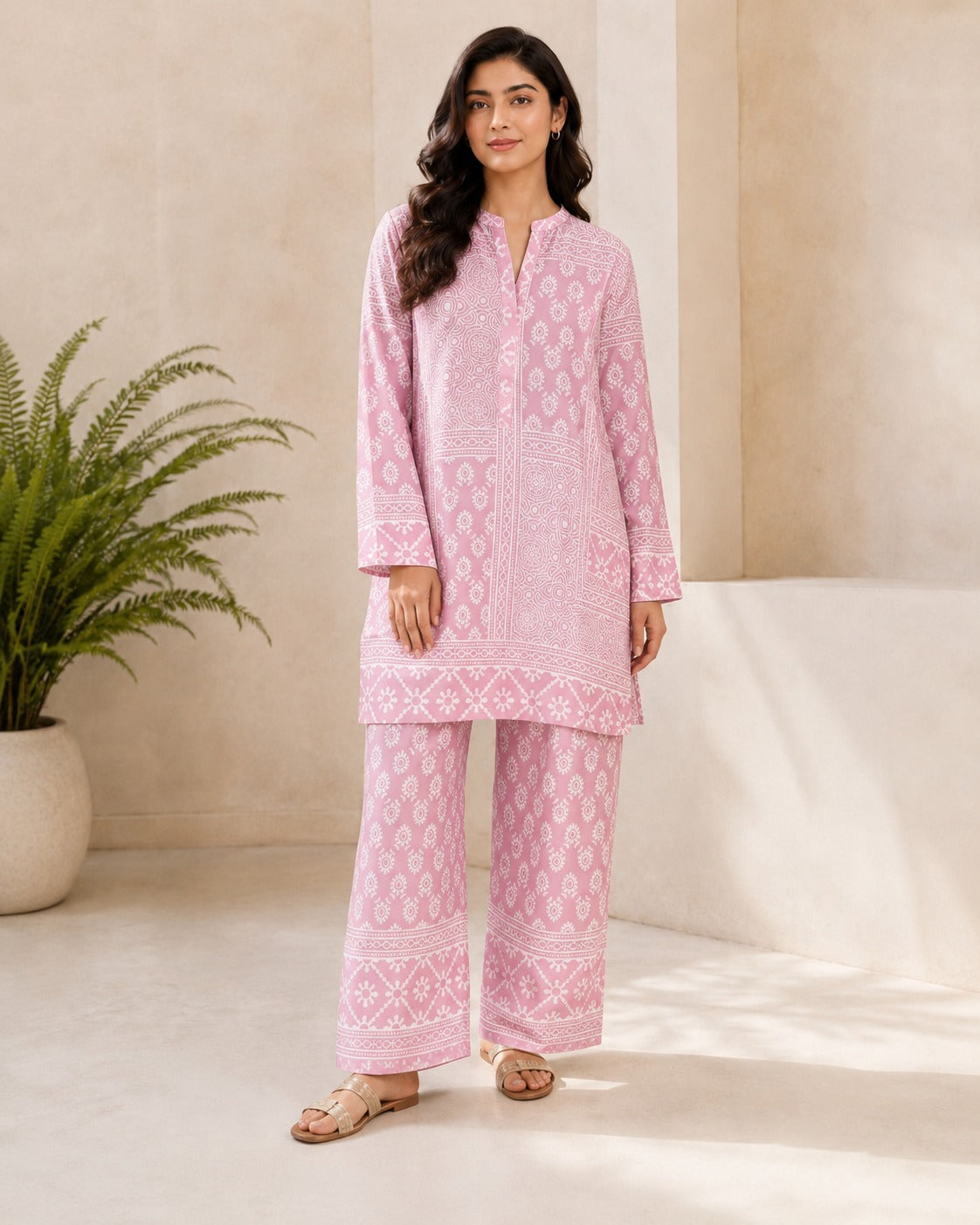 BMG-231 Baby Pink silk 2 piece co-ord set Canada