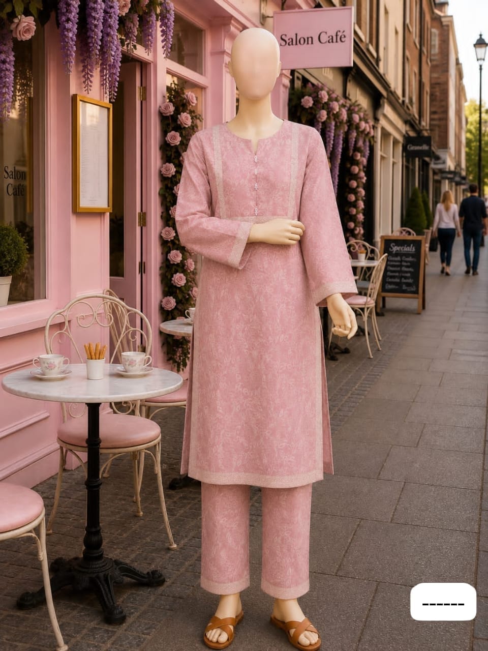 BML-021 Bin Saeed Blush Pink fine pattern printed lawn co-ords with matching shirt and trousers