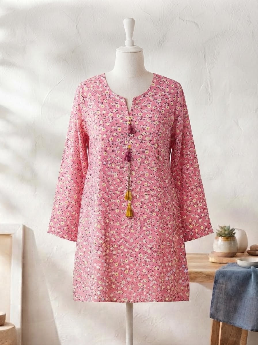 BMLK-003 Boski Linen Kurti - Pink