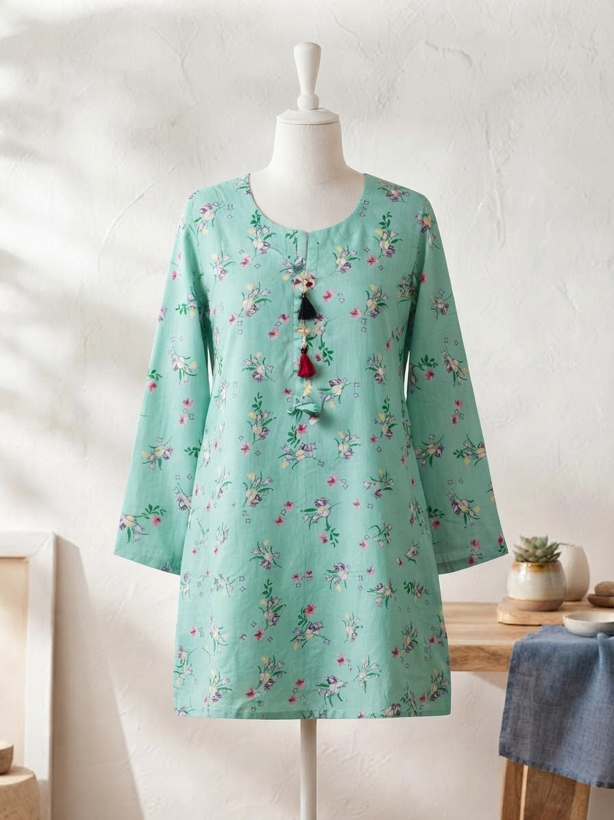 BMLK-005 Boski Linen Kurti - Mint Green