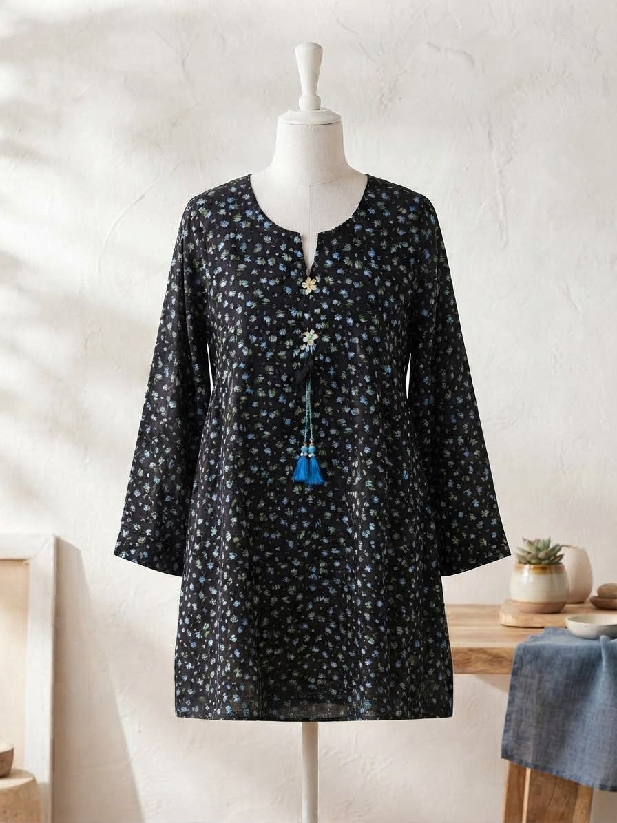 BMLK-010 Boski Linen Kurti - Black