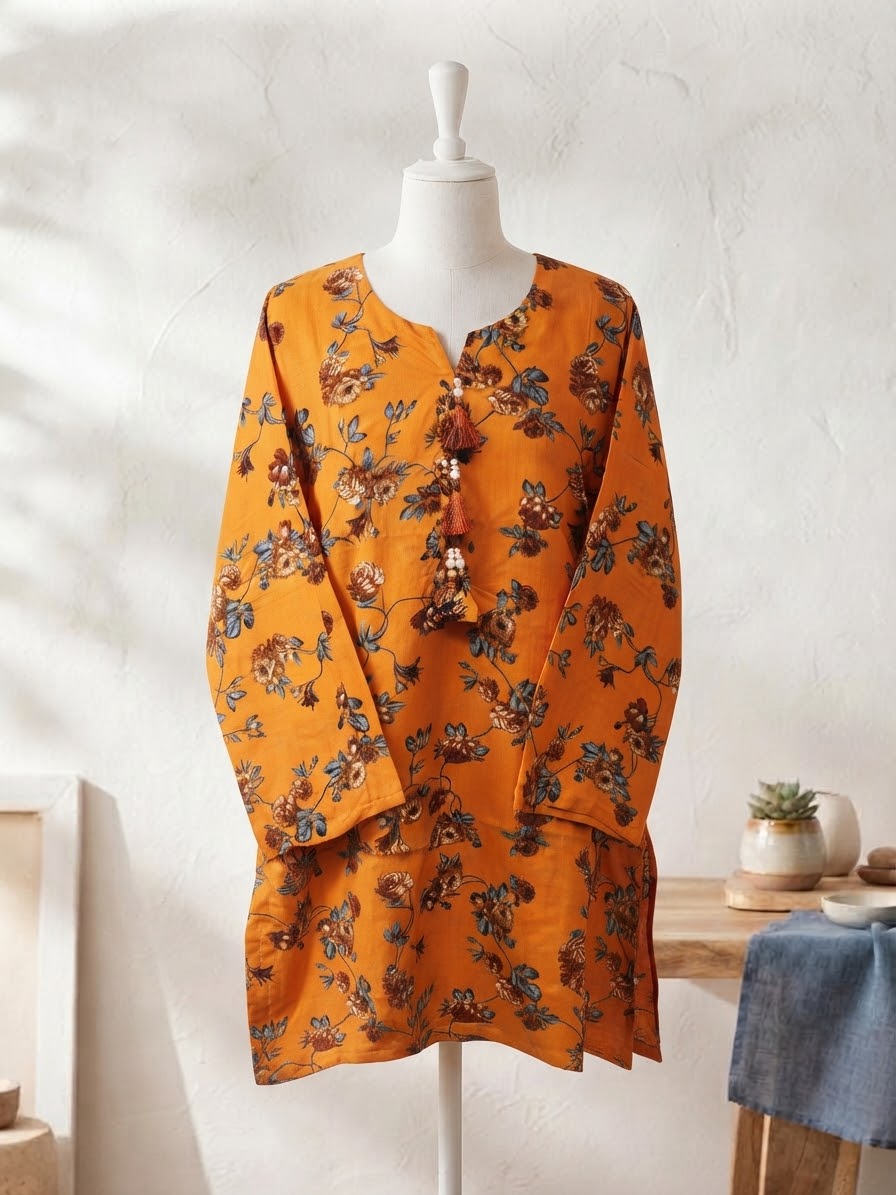 BMLK-012 Boski Linen Kurti - Orange