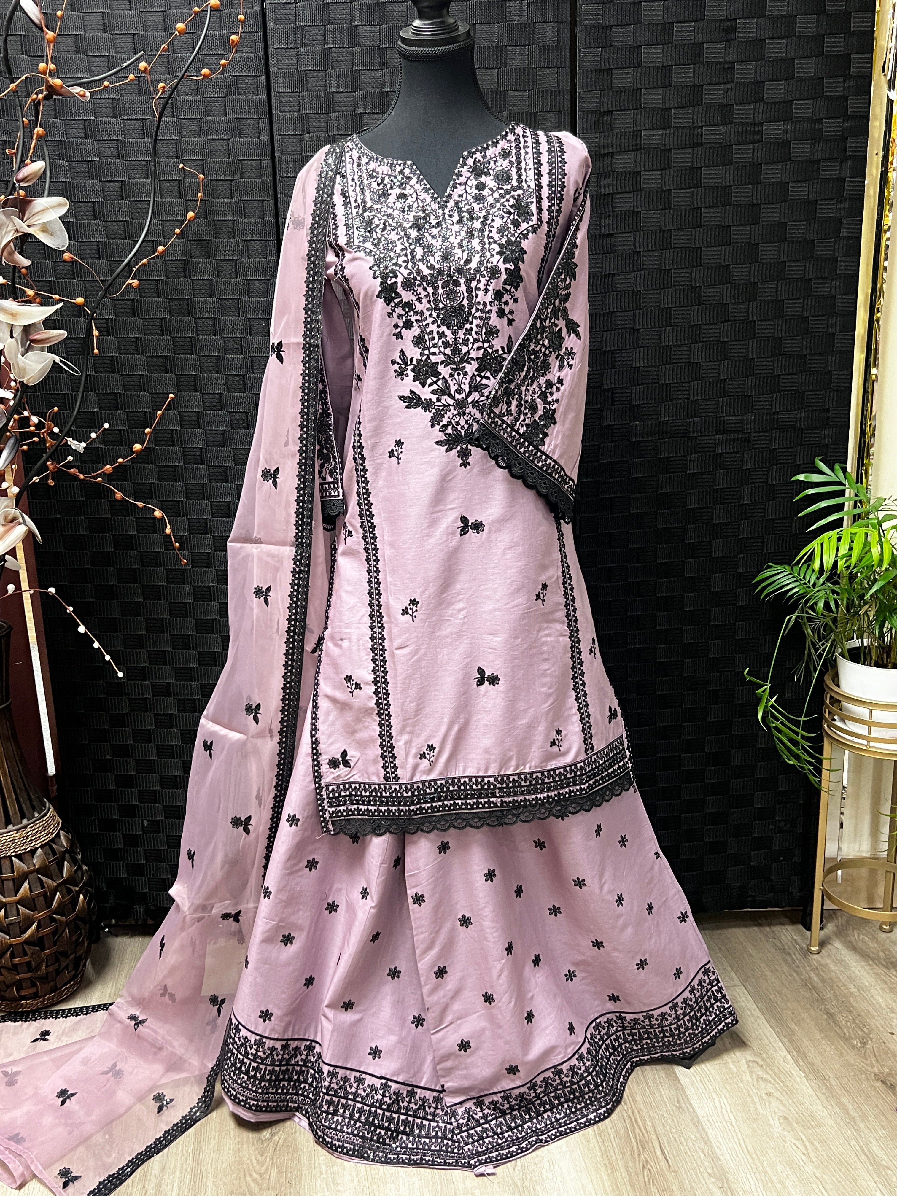 CE - 01 Cotton Embroidered Shirt & Sharara with Organza Dupatta | 3 - Piece Suit - Boutique By MaryamBoutique By MaryamBoutique By MaryamCE-01-Pink-SspinkCE - 01 Cotton Embroidered Shirt & Sharara with Organza Dupatta | 3 - Piece Suit