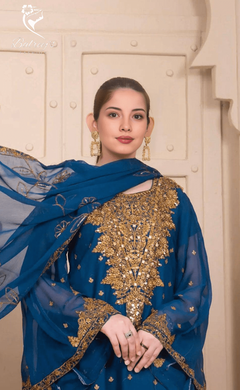 Elegant Chiffon Jewelry Work Plazo Set image 4