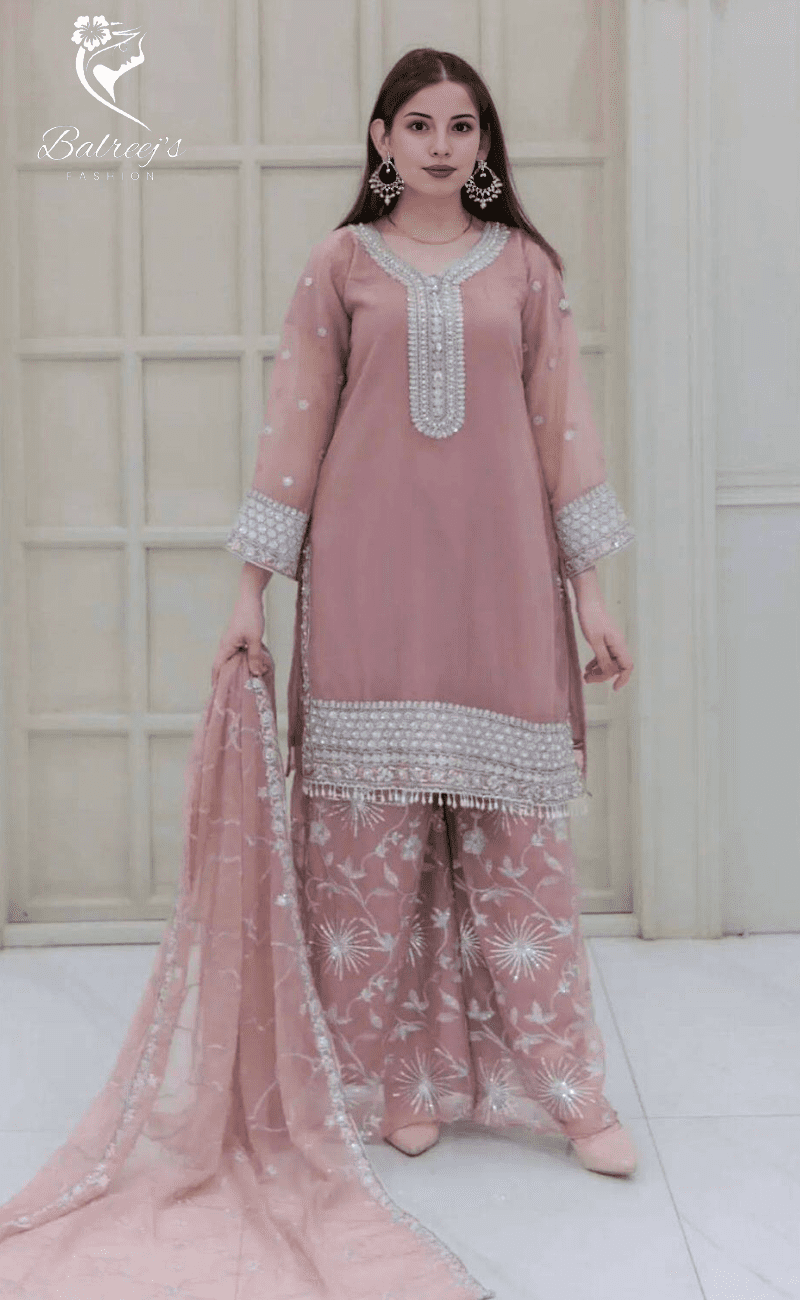 Chiffon Hamd Shirt Plazo Set image 0