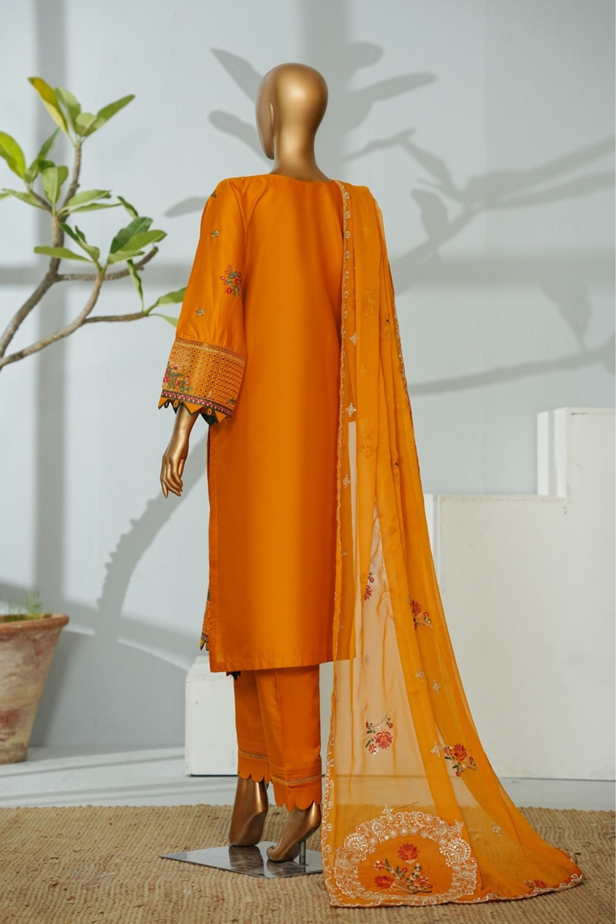 ECF - 02 Bin Saeed Original Orange Embroidered Cotton Fabric 3 - Piece Suit - Size S - M - L - Boutique By MaryamBoutique By MaryamBoutique By MaryamECF-02-SsECF - 02 Bin Saeed Original Orange Embroidered Cotton Fabric 3 - Piece Suit - Size S - M - L