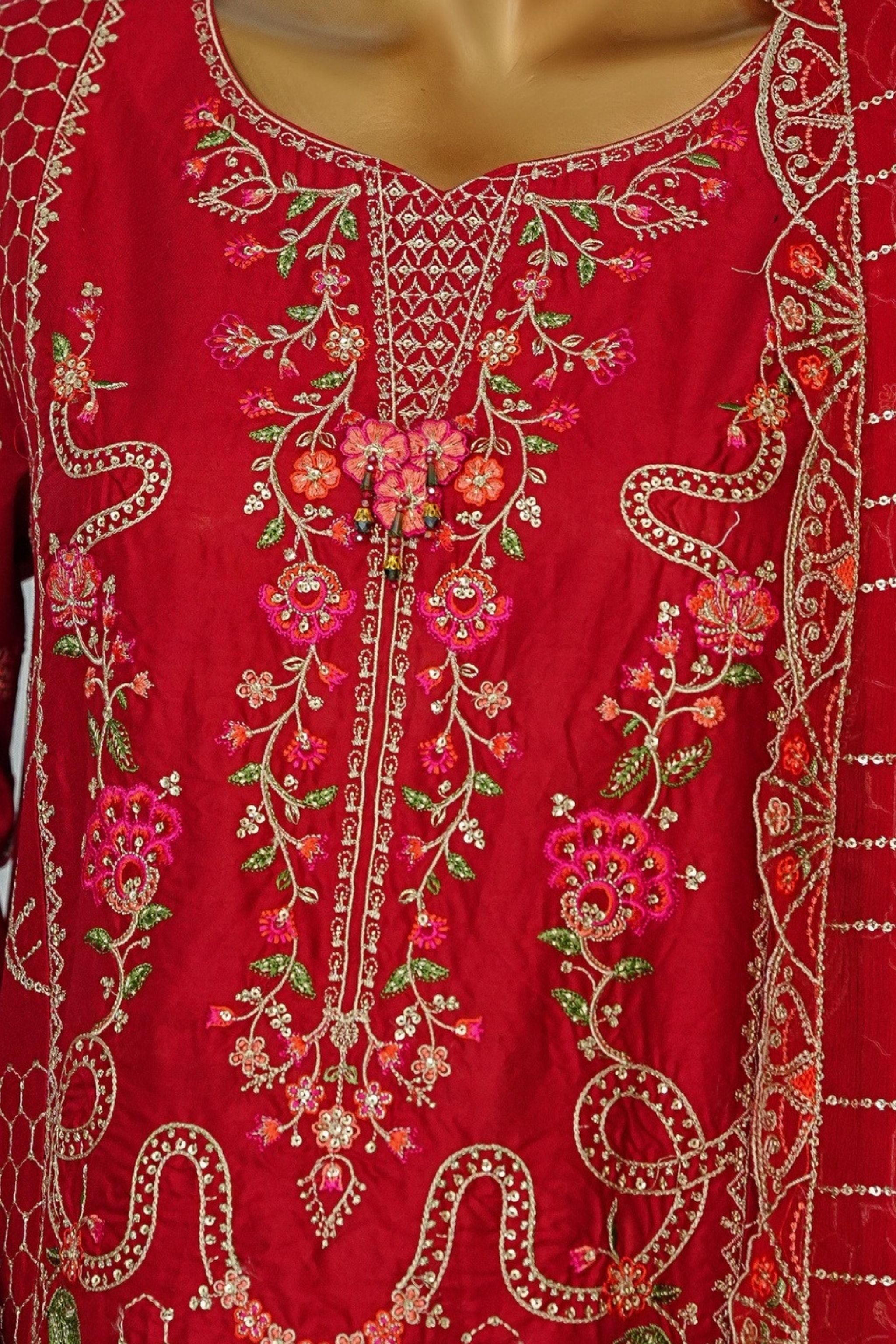 ECF - 03 Bin Saeed Original Crimson Red Embroidered Cotton Fabric 3 - Piece Suit - Size S - M - L - Boutique By MaryamBoutique By MaryamBoutique By MaryamECF-03-SsECF - 03 Bin Saeed Original Crimson Red Embroidered Cotton Fabric 3 - Piece Suit - Size S - M - L
