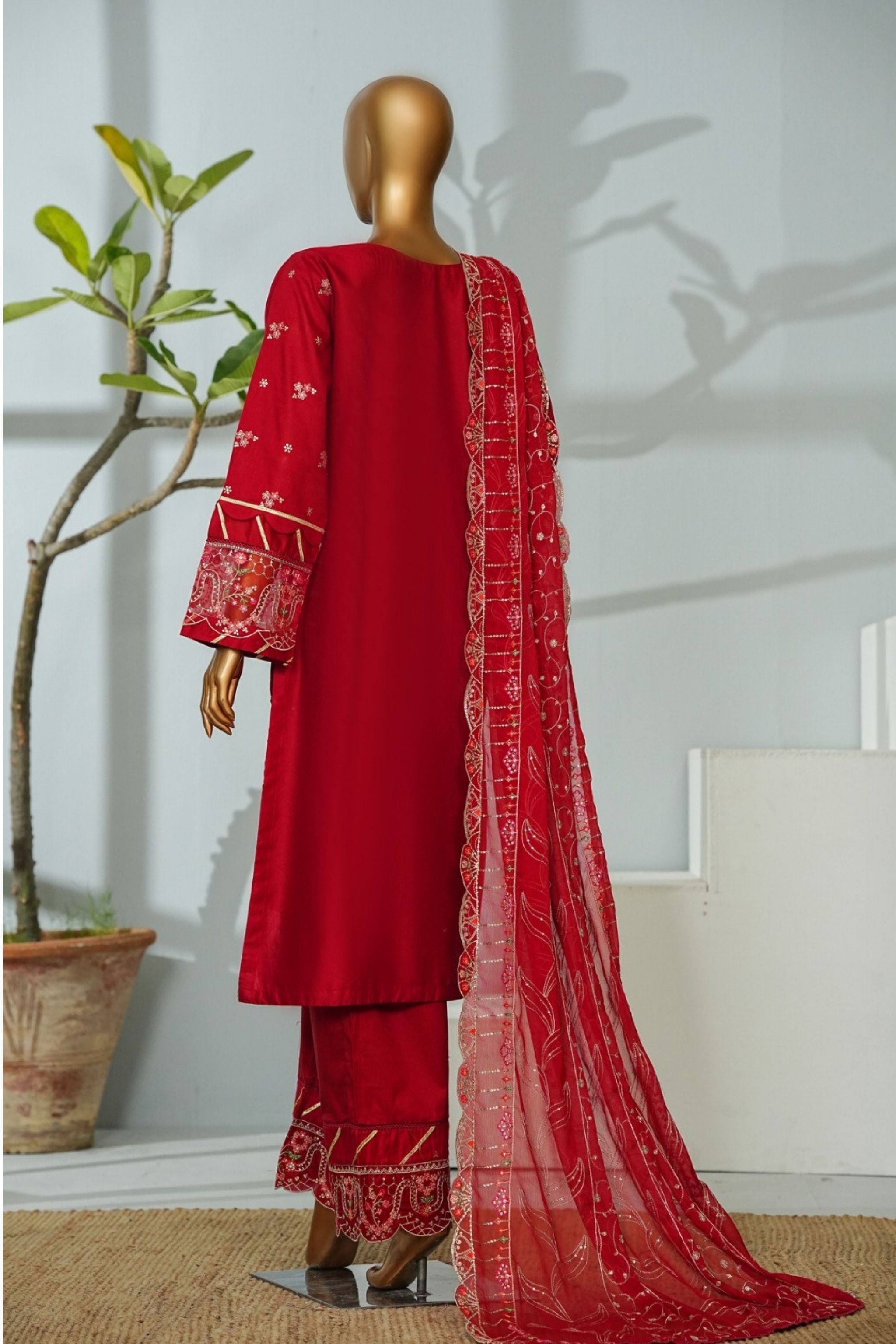 ECF - 03 Bin Saeed Original Crimson Red Embroidered Cotton Fabric 3 - Piece Suit - Size S - M - L - Boutique By MaryamBoutique By MaryamBoutique By MaryamECF-03-SsECF - 03 Bin Saeed Original Crimson Red Embroidered Cotton Fabric 3 - Piece Suit - Size S - M - L