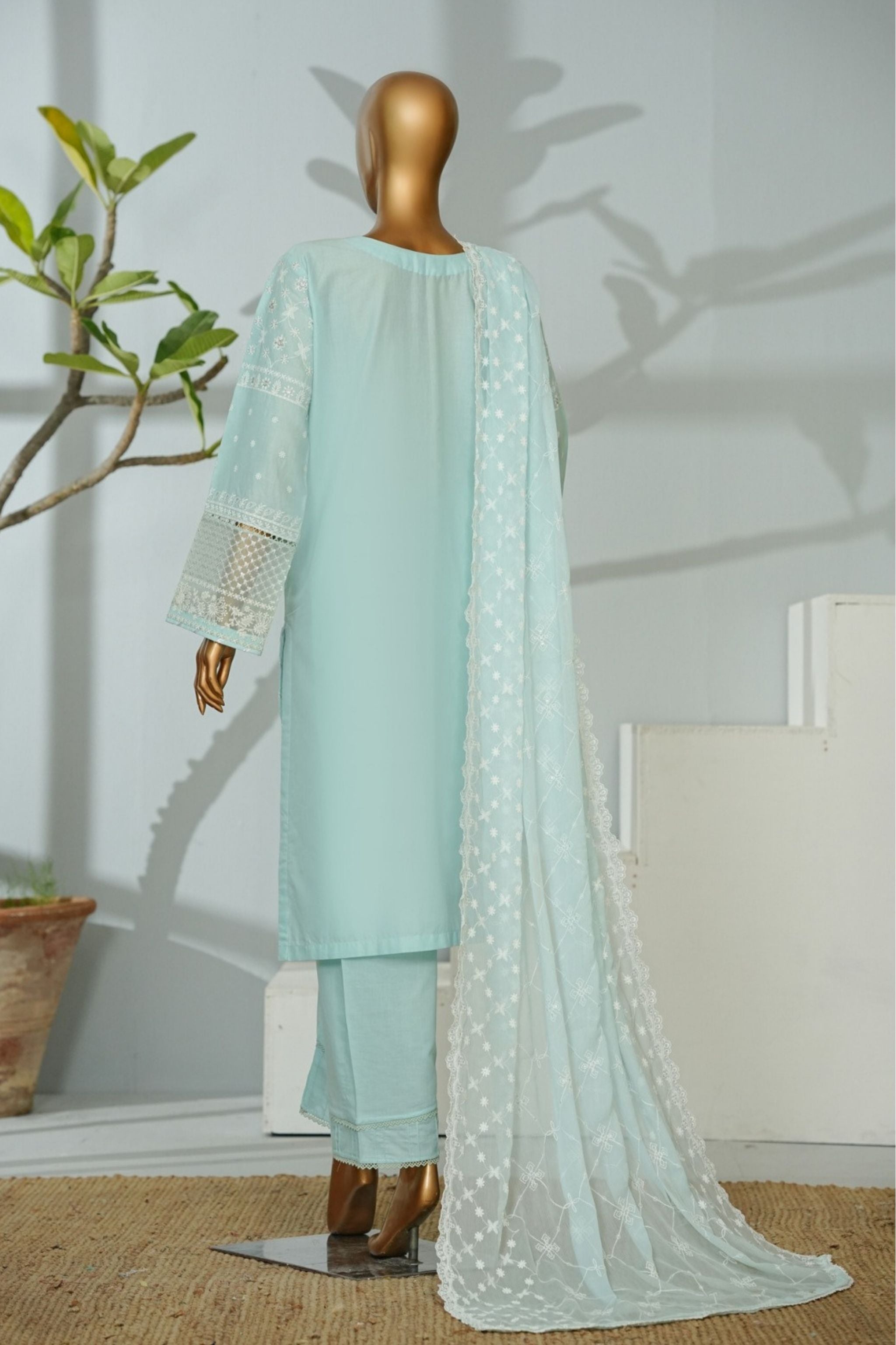 ECF - 19 Bin Saeed Original Aqua Ferozi Embroidered Cotton Fabric 3 - Piece Suit - Size S - M - L - Boutique By MaryamBoutique By MaryamBoutique By MaryamECF-19-SsECF - 19 Bin Saeed Original Aqua Ferozi Embroidered Cotton Fabric 3 - Piece Suit - Size S - M - L