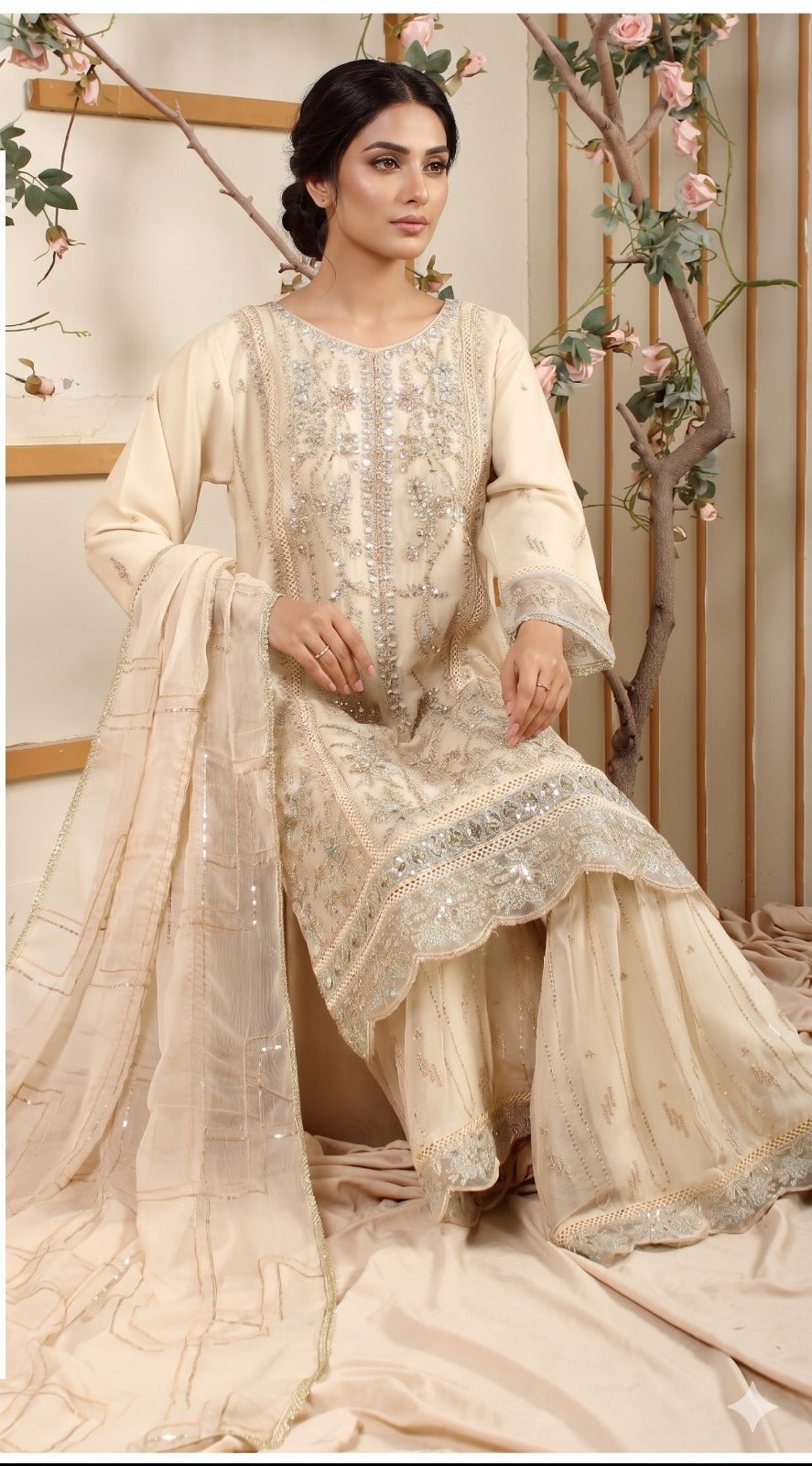 EG - 01 Elegant Girls / Women’s Embroidered 2 - Piece Kurta & Sharara Set – Traditional Dress - Boutique By MaryamBoutique By MaryamBoutique By MaryamBeigeSEG - 01 Elegant Girls / Women’s Embroidered 2 - Piece Kurta & Sharara Set – Traditional Dress