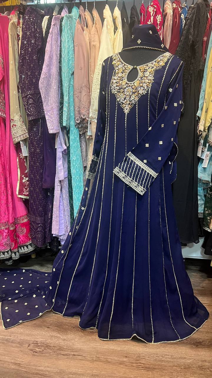 Elegant Chiffon Maxi Dress - Boutique Maryam | Formal Wedding & Party Gown - Boutique By MaryamBoutique By MaryamBoutique By Maryamnavy - blue - 1sElegant Chiffon Maxi Dress - Boutique Maryam | Formal Wedding & Party Gown