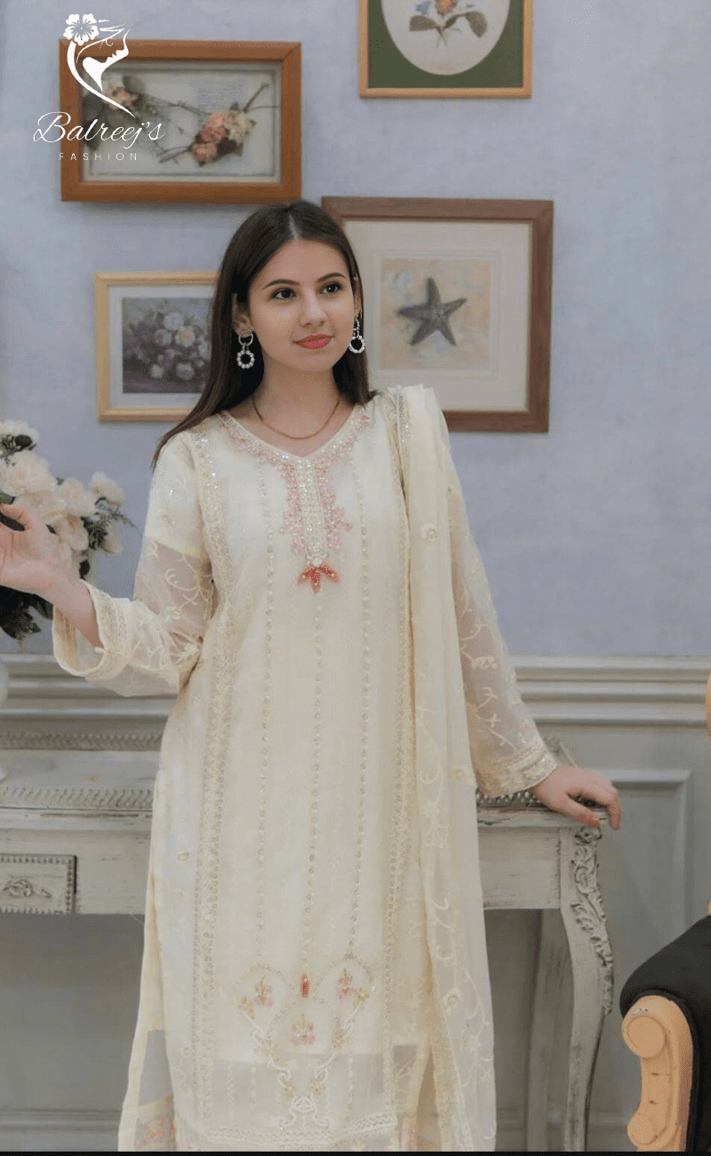 Chiffon 3-Piece Moti Work Suit image 1