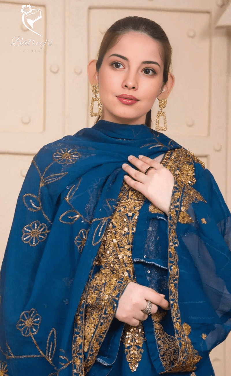 Elegant Chiffon Jewelry Work Plazo Set image 3