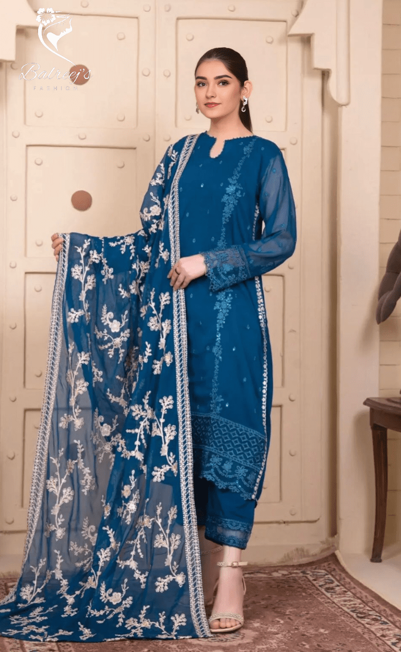 Chiffon Embroidered Sequin Dupatta Suit image 0