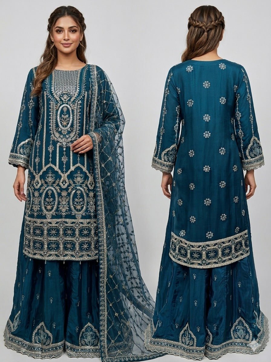 FW - 002 Fancy work Women's Shalwar Kameez Set with Dupatta – Pakistani Traditional Outfit - Boutique By MaryamBoutique By MaryamBoutique By MaryamPeacock blueSFW - 002 Fancy work Women's Shalwar Kameez Set with Dupatta – Pakistani Traditional Outfit