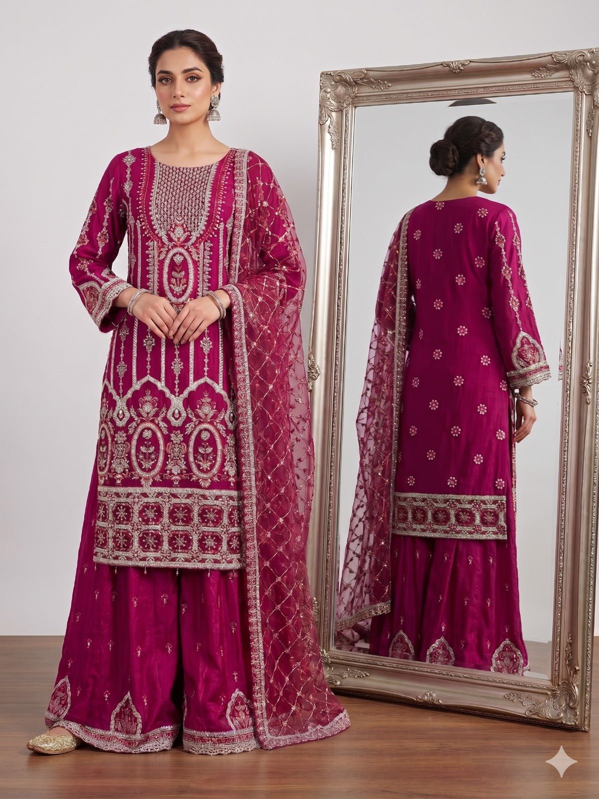 FW - 002 Fancy work Women's Shalwar Kameez Set with Dupatta – Pakistani Traditional Outfit - Boutique By MaryamBoutique By MaryamBoutique By MaryamHot PinkSFW - 002 Fancy work Women's Shalwar Kameez Set with Dupatta – Pakistani Traditional Outfit