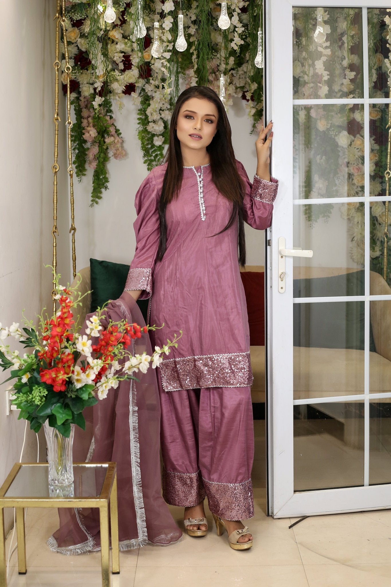 Luxury Sitara Embroidered Shirt & Trouser Set - BalreejFashions